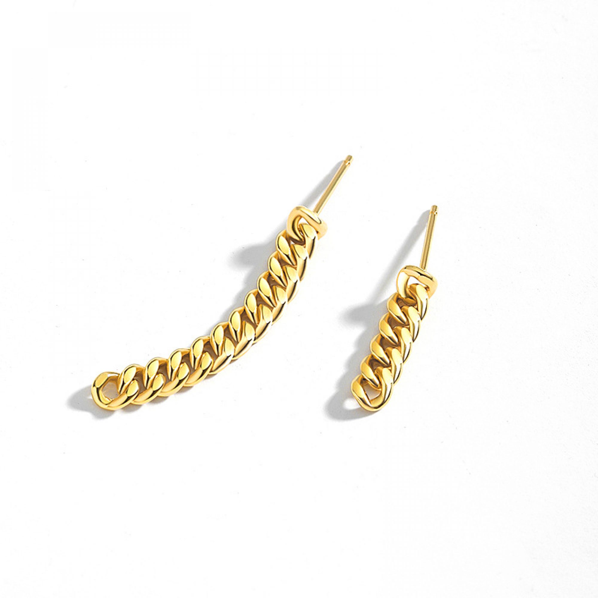 Επίχρυσα σκουλαρίκια άνισες αλυσίδες