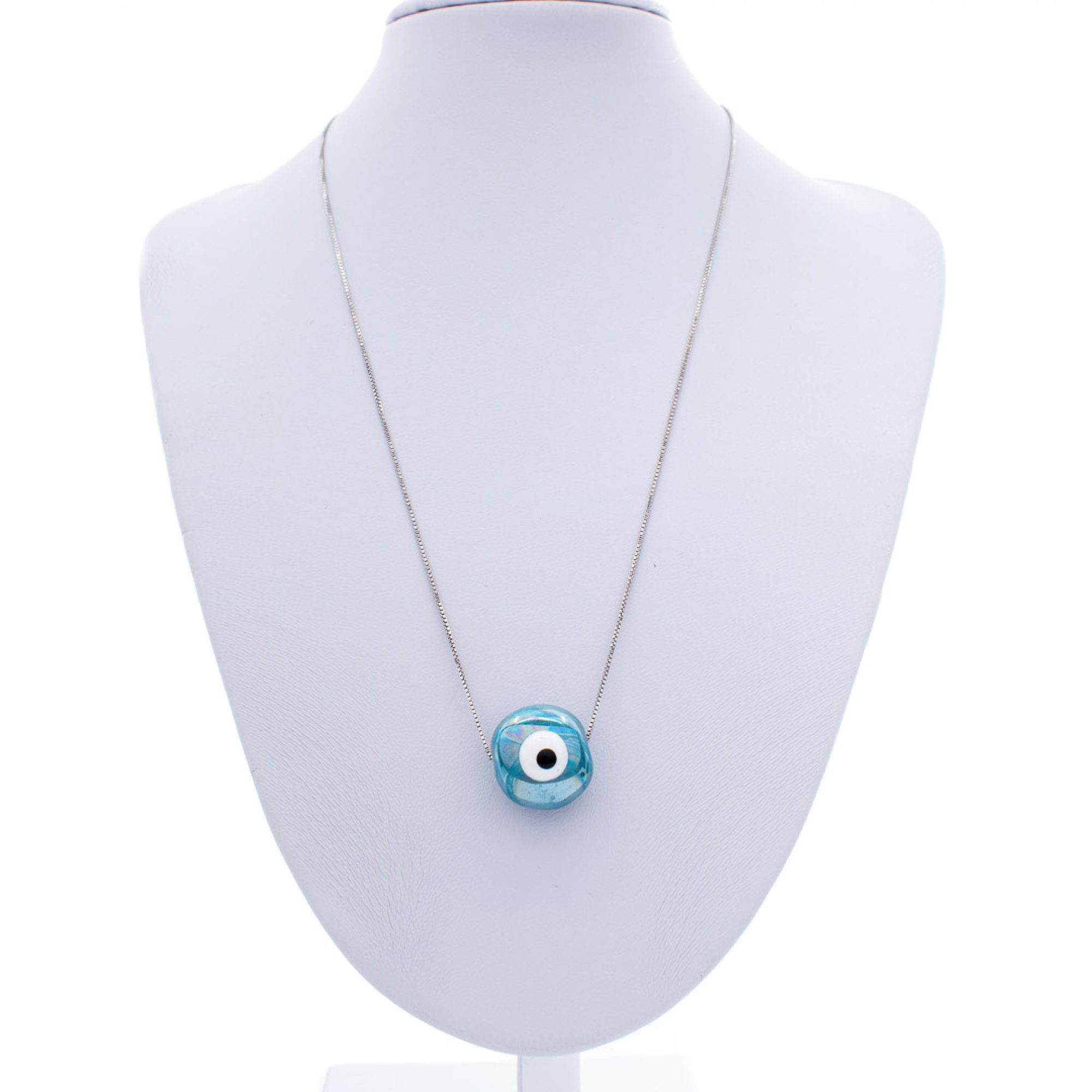 Κολιέ με σκούρο βεραμάν χάντρα μάτι