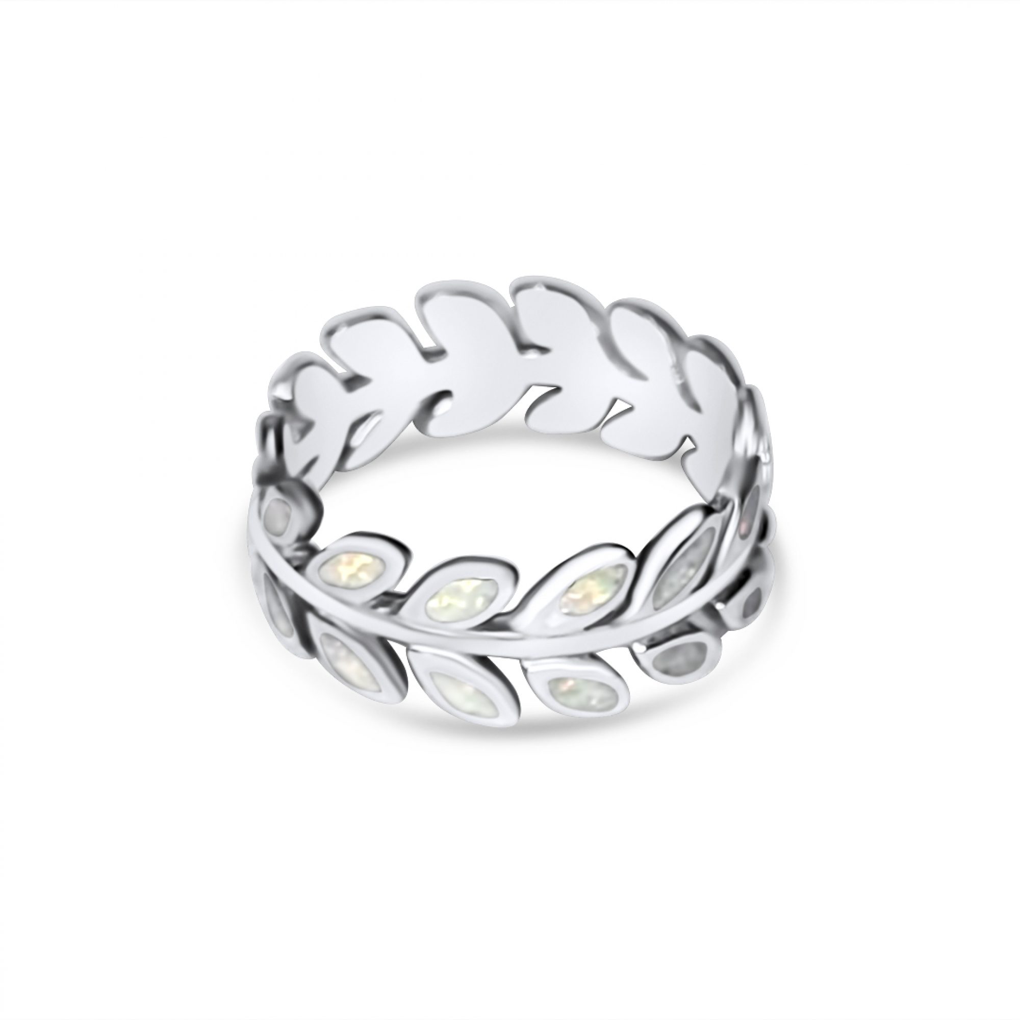 Δαχτυλίδι κλαδί ελιάς με λευκό όπαλ 