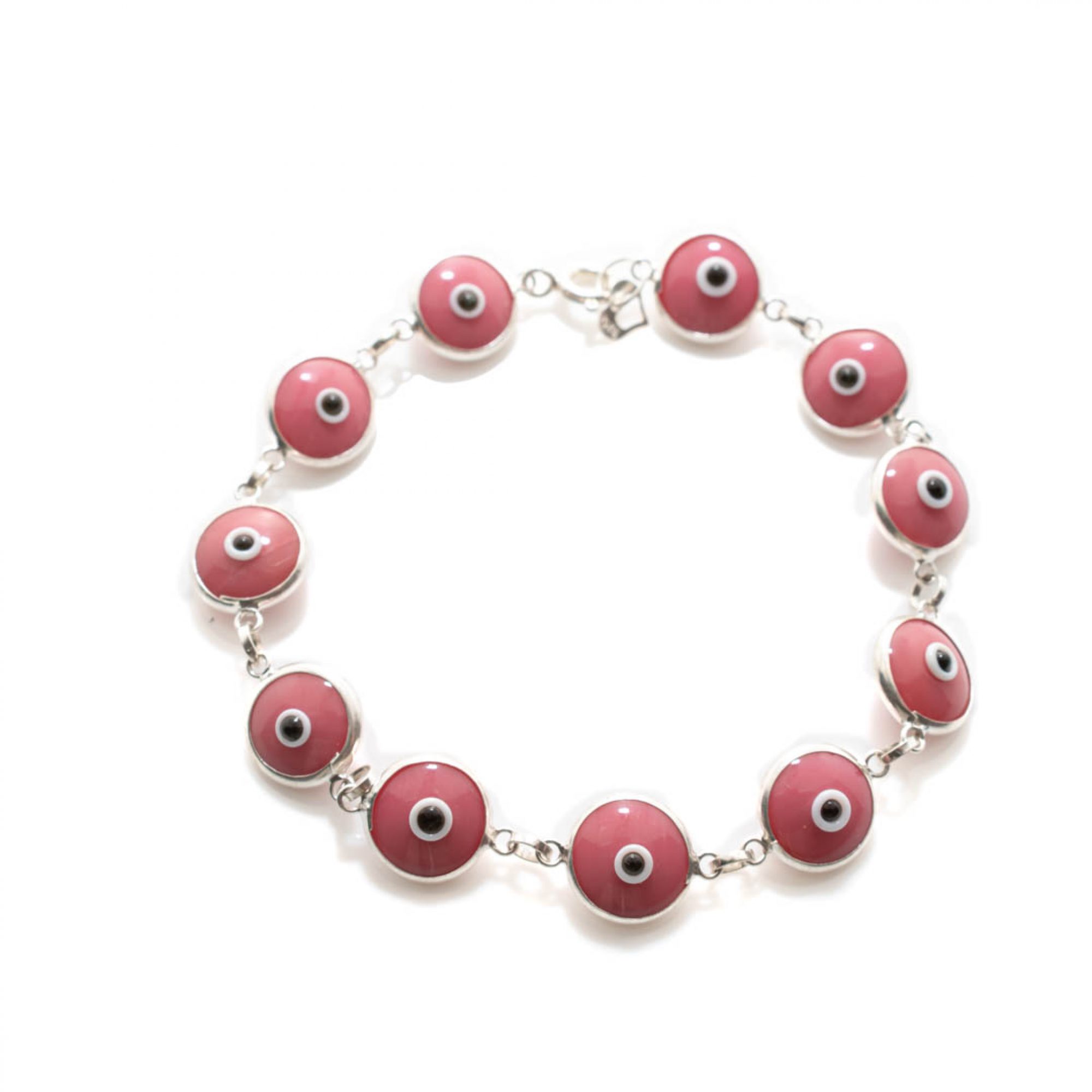 Eye bracelet with pink stones
