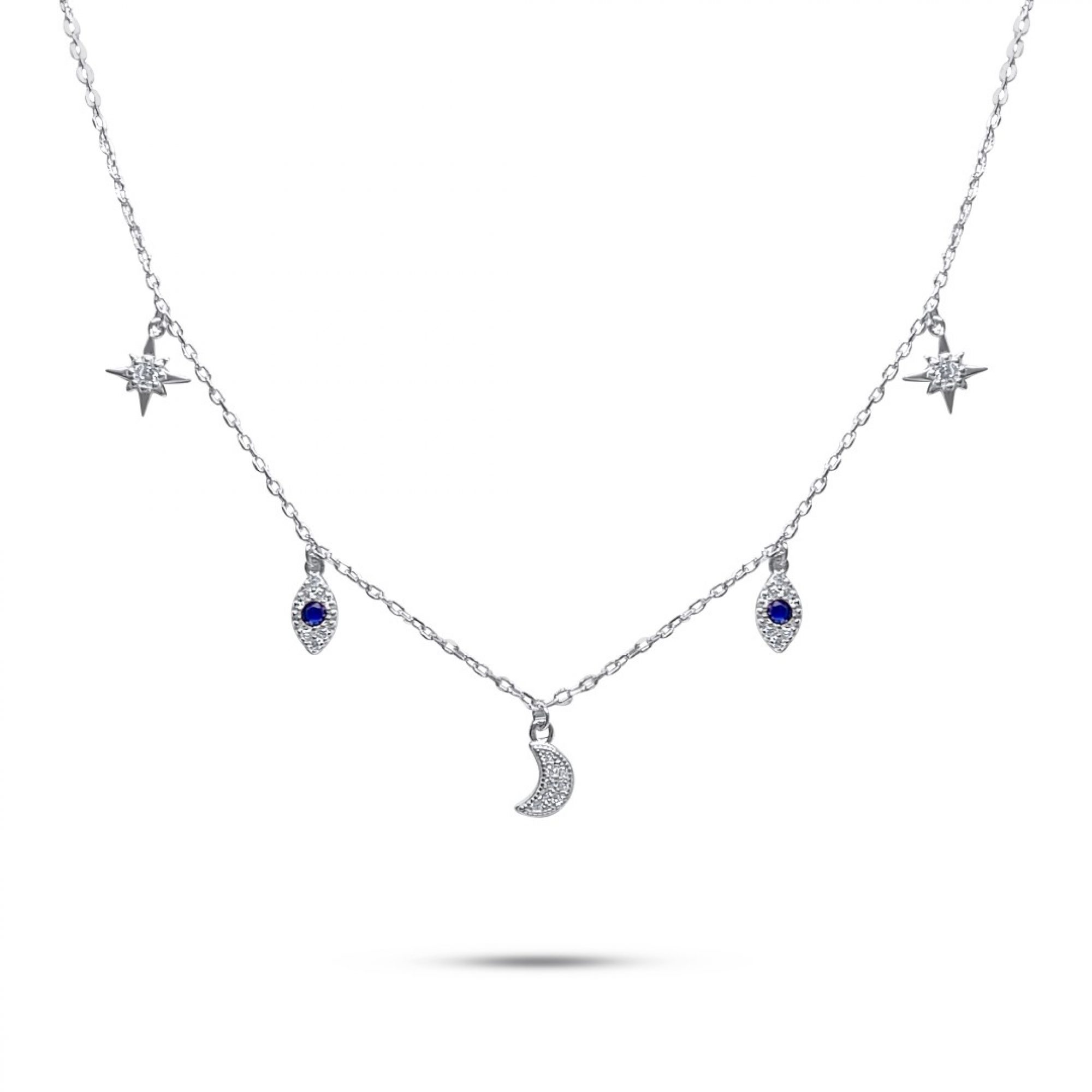 Κολιέ με πέτρες ζιργκόν και κρεμαστά στοιχεία