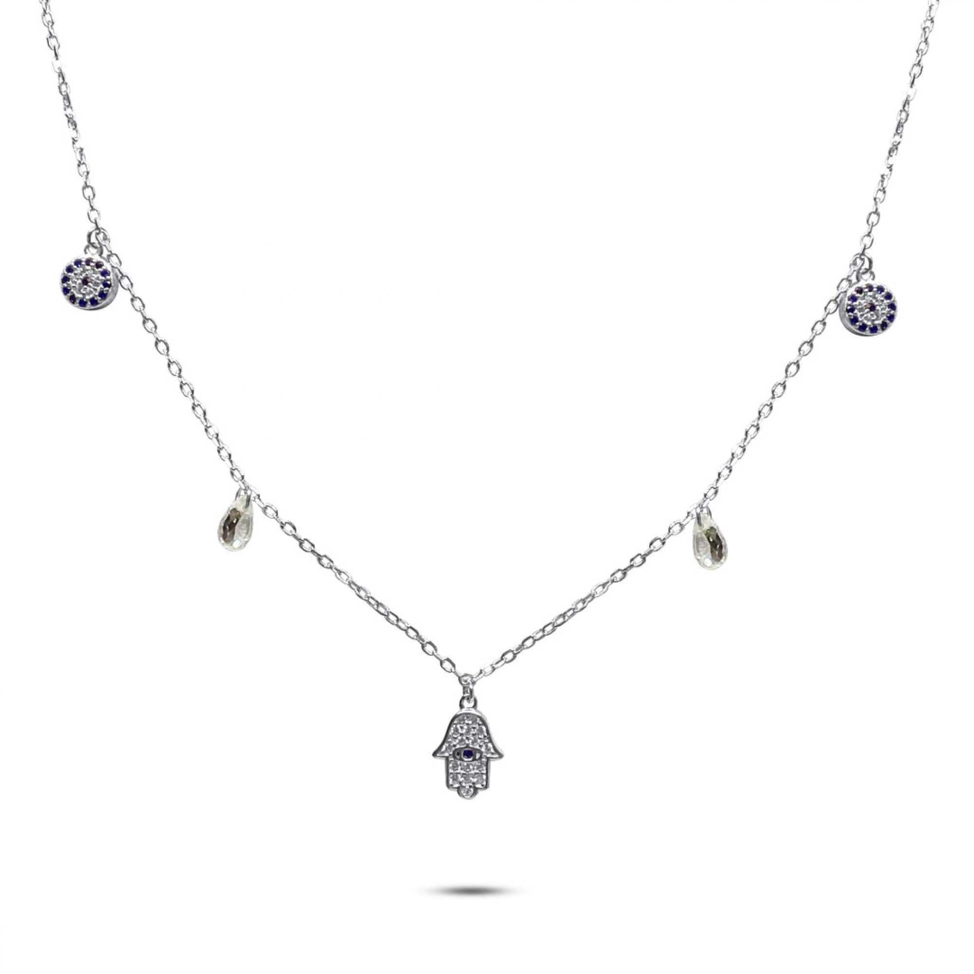 Κολιέ με πέτρες ζιργκόν και κρεμαστά στοιχεία