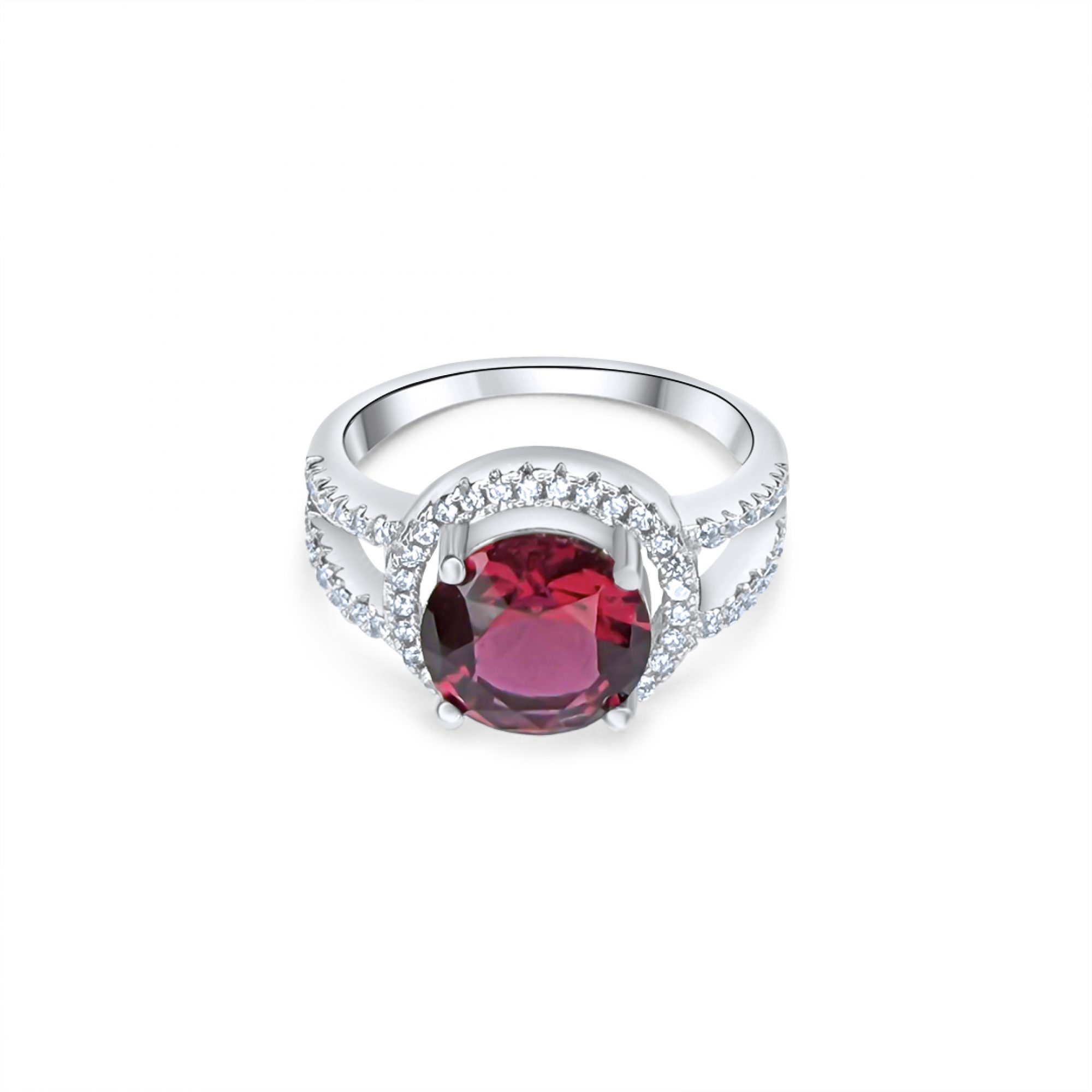 Ring with ruby and zircon stones