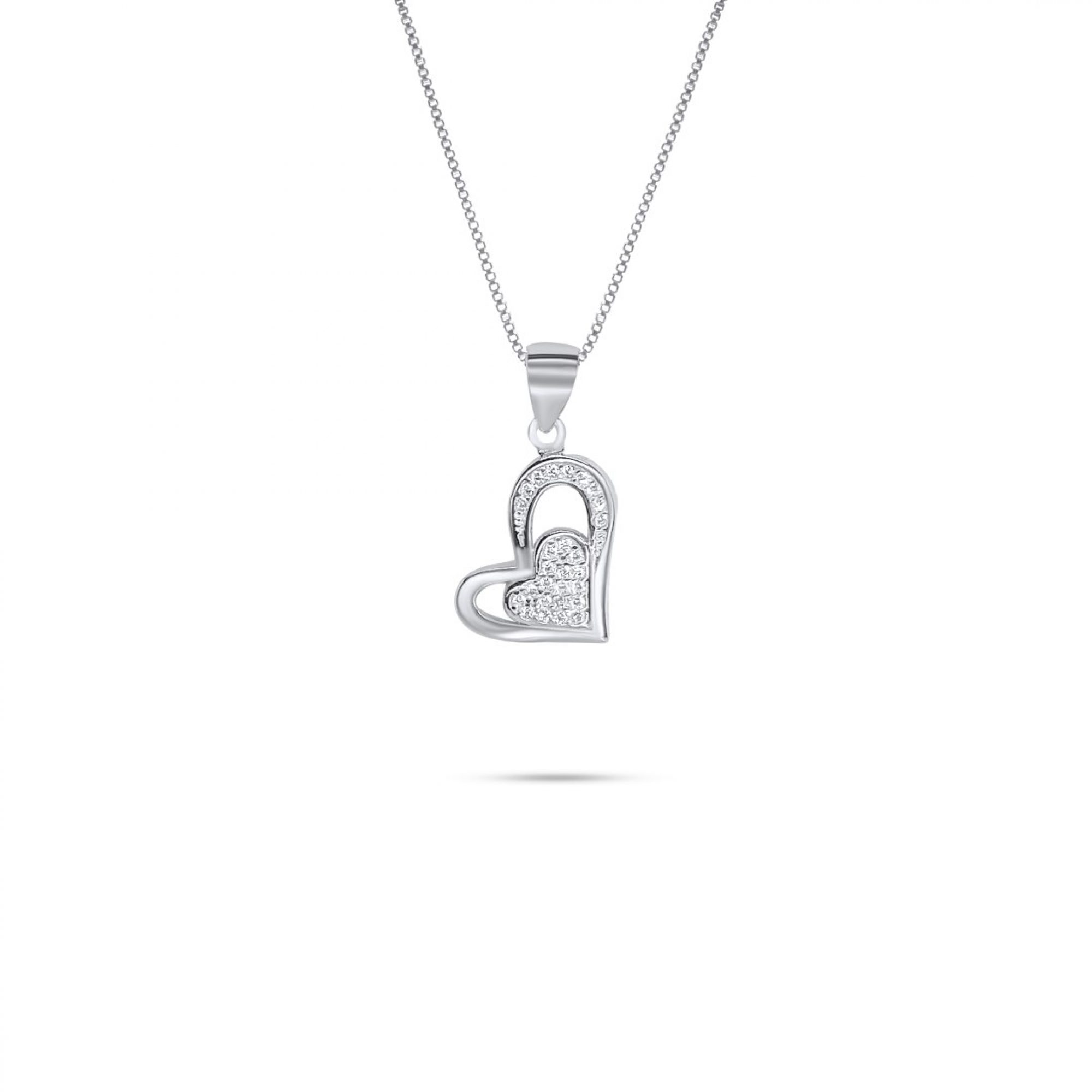 Κολιέ καρδιά με ζιργκόν πέτρες