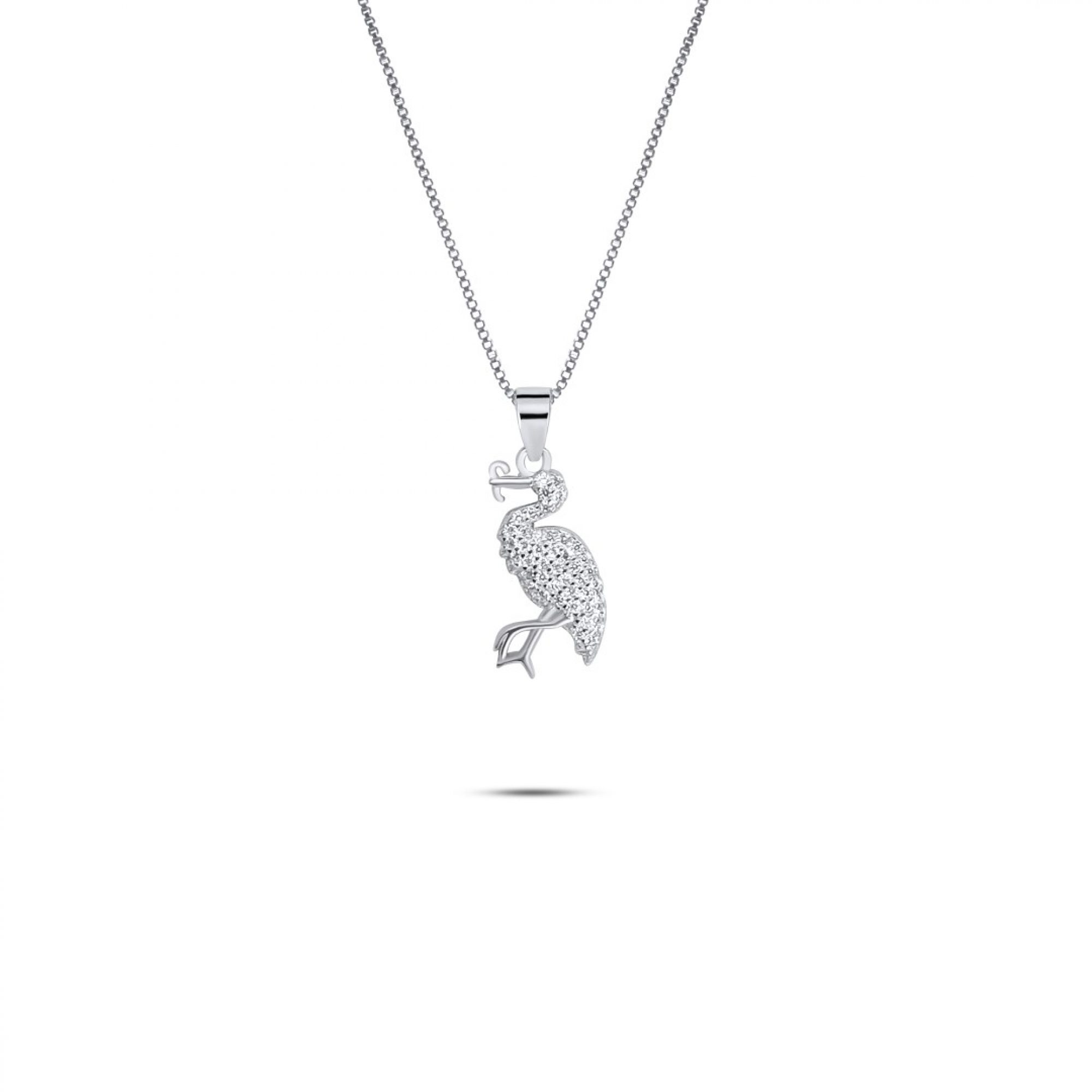 Κολιέ φλαμίνγκο με πέτρες ζιργκόν