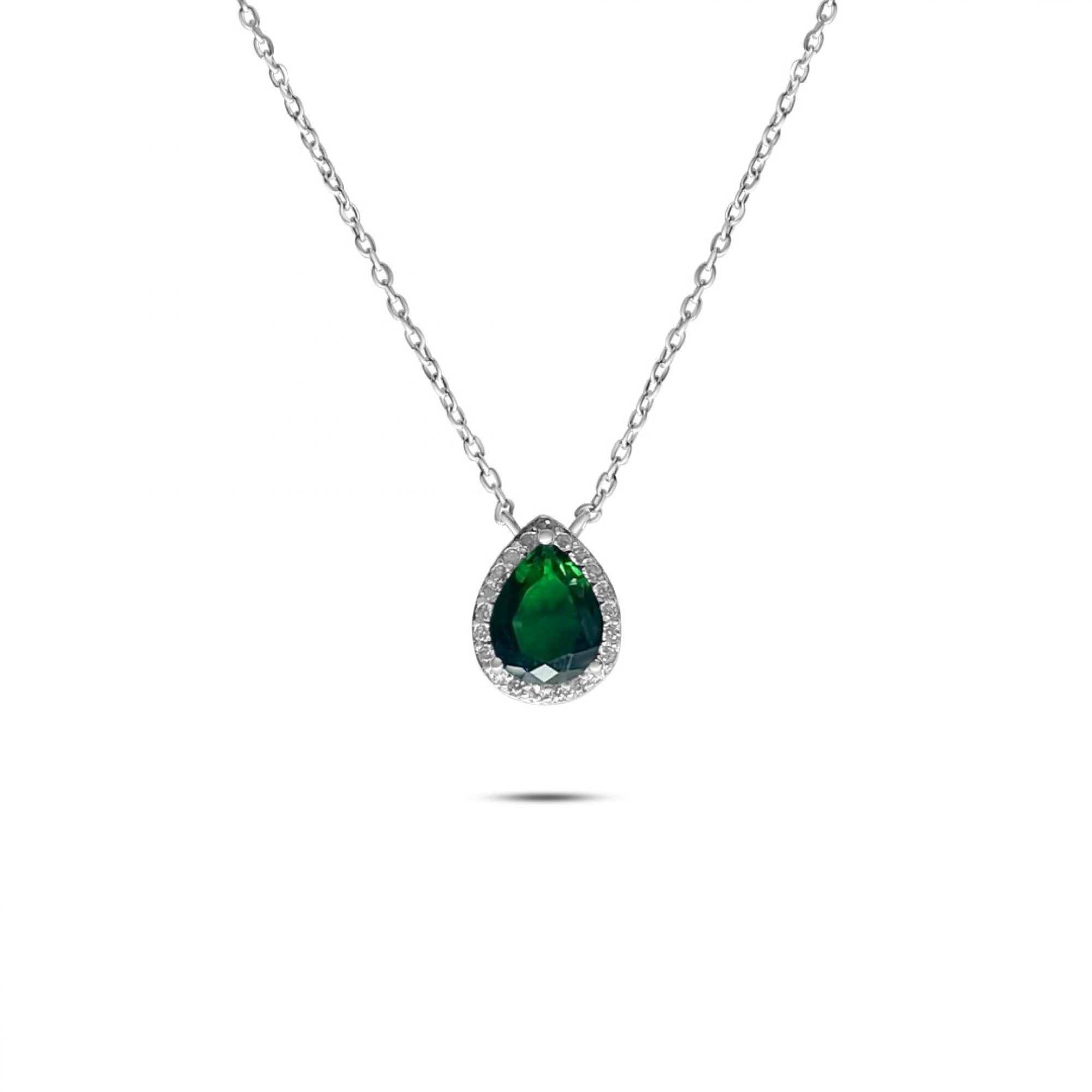 Κολιέ με πέτρες ζιργκόν και σμαράγδι