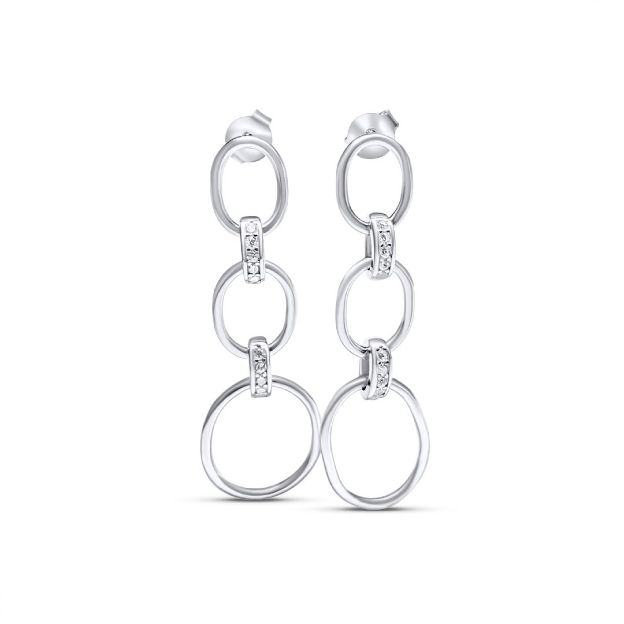 Silver dangle earrings with zircon stones