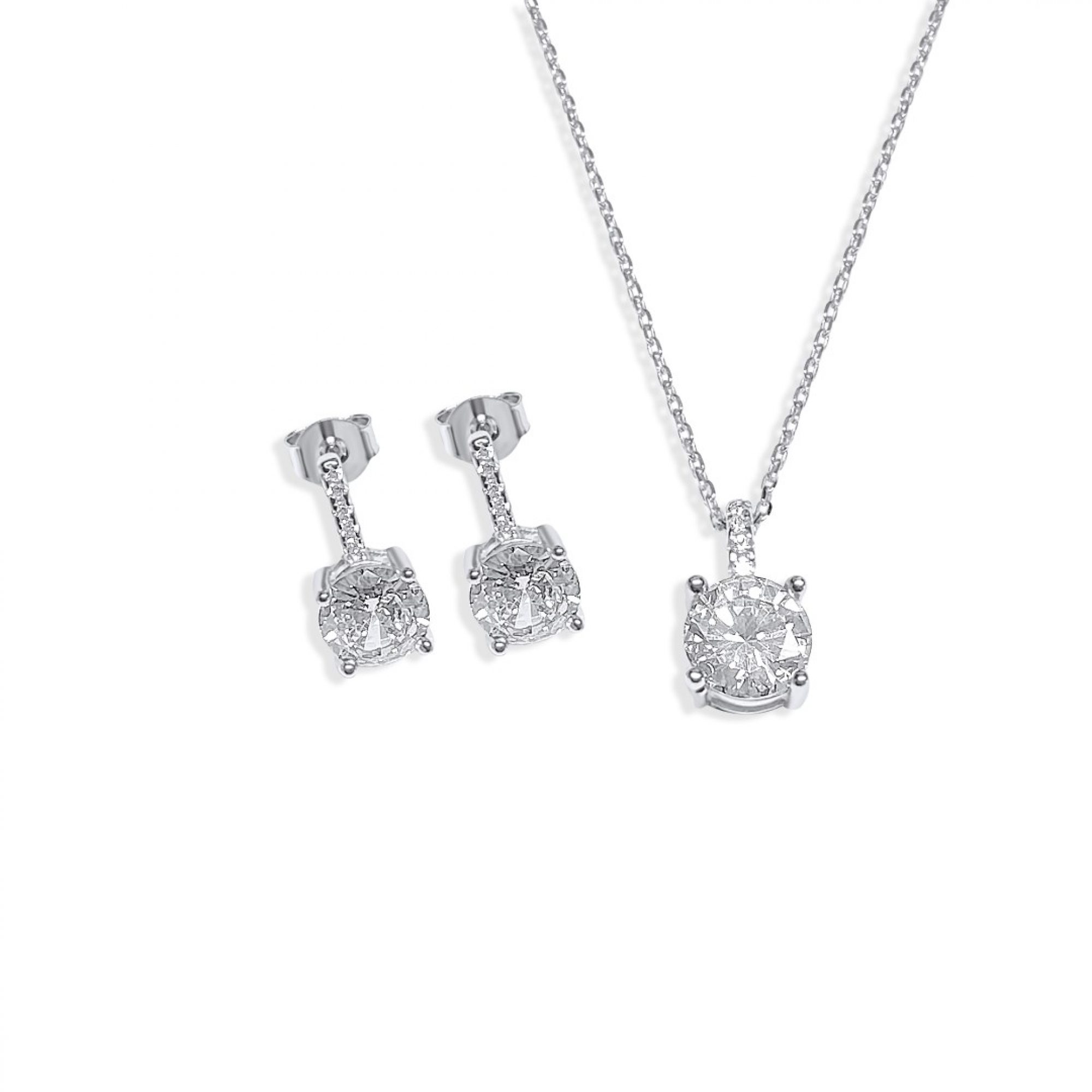 Σετ κολιέ και σκουλαρίκια καρφωτά με πέτρες ζιργκόν