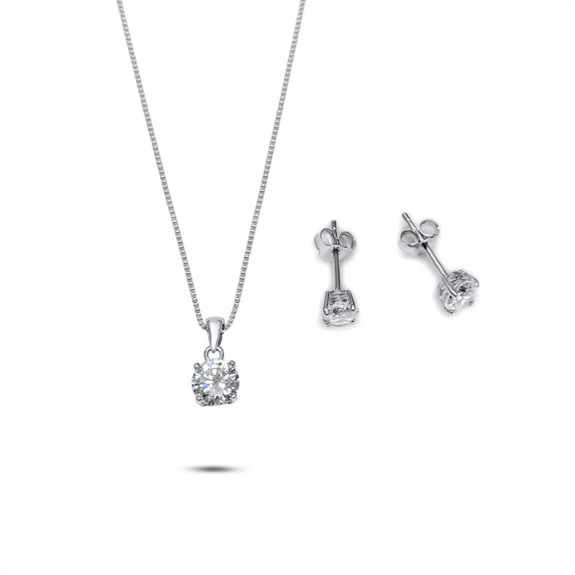 Σετ κολιέ και σκουλαρίκια καρφωτά με πέτρες ζιργκόν