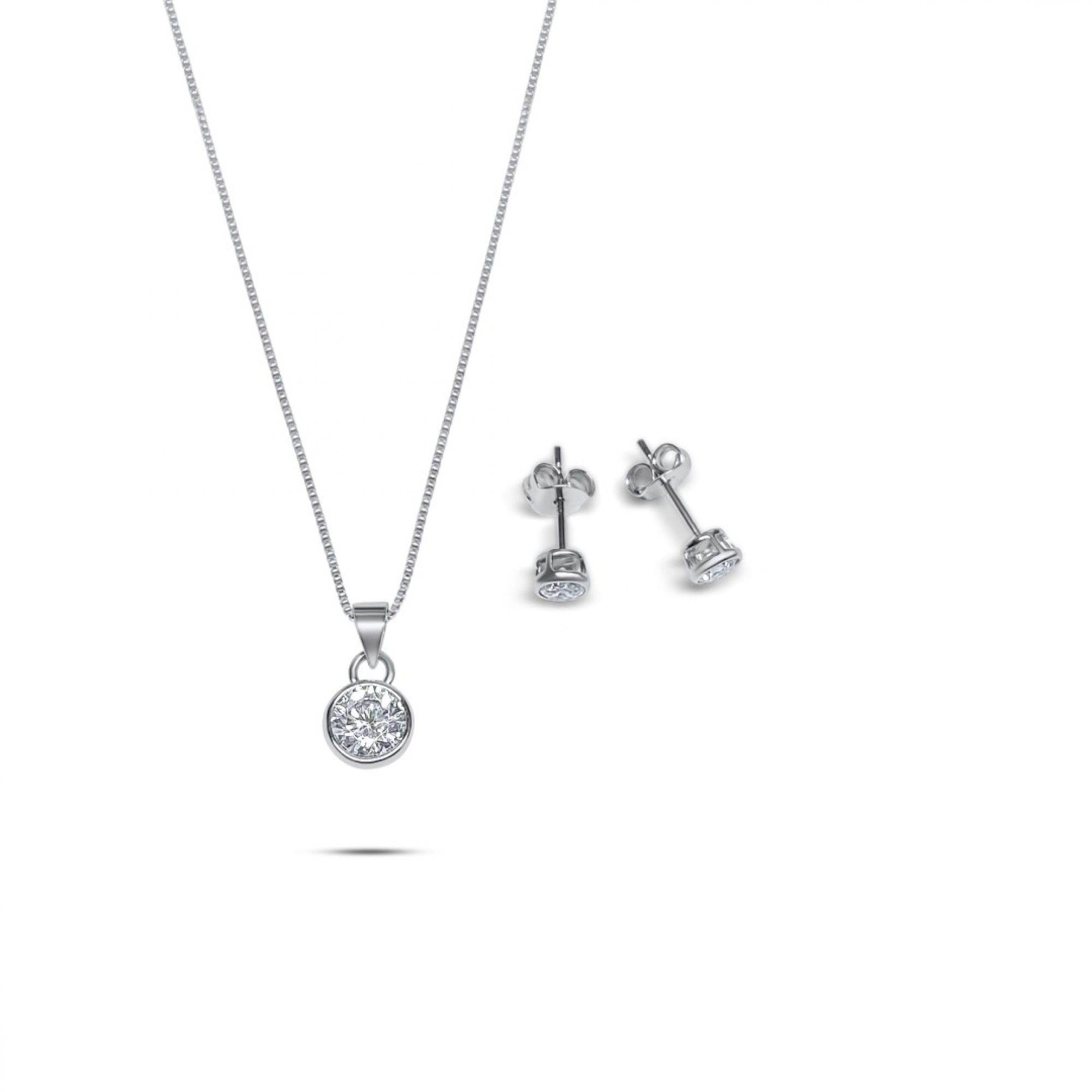 Σετ κολιέ και σκουλαρίκια καρφωτά με πέτρες ζιργκόν