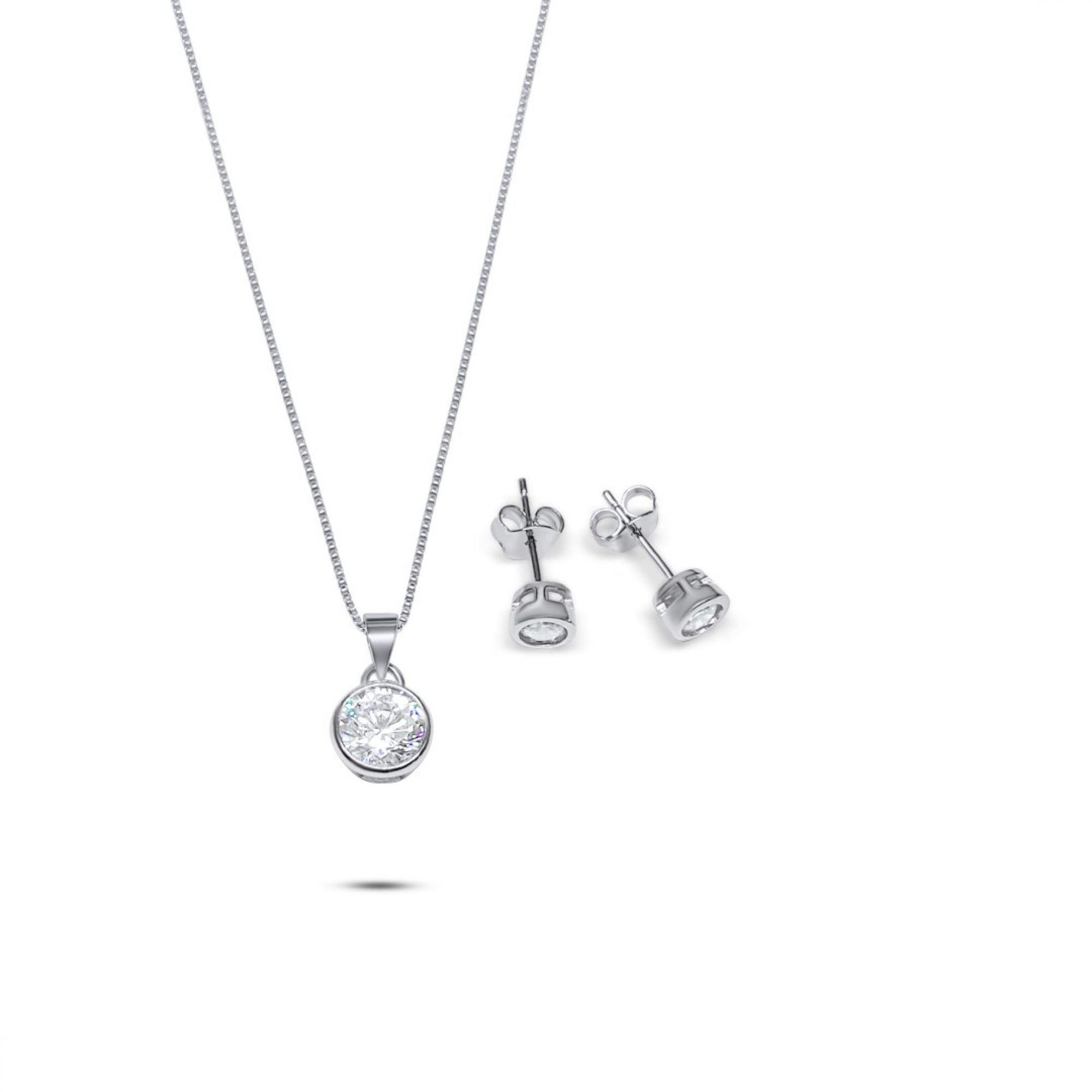 Σετ κολιέ και σκουλαρίκια καρφωτά με πέτρες ζιργκόν