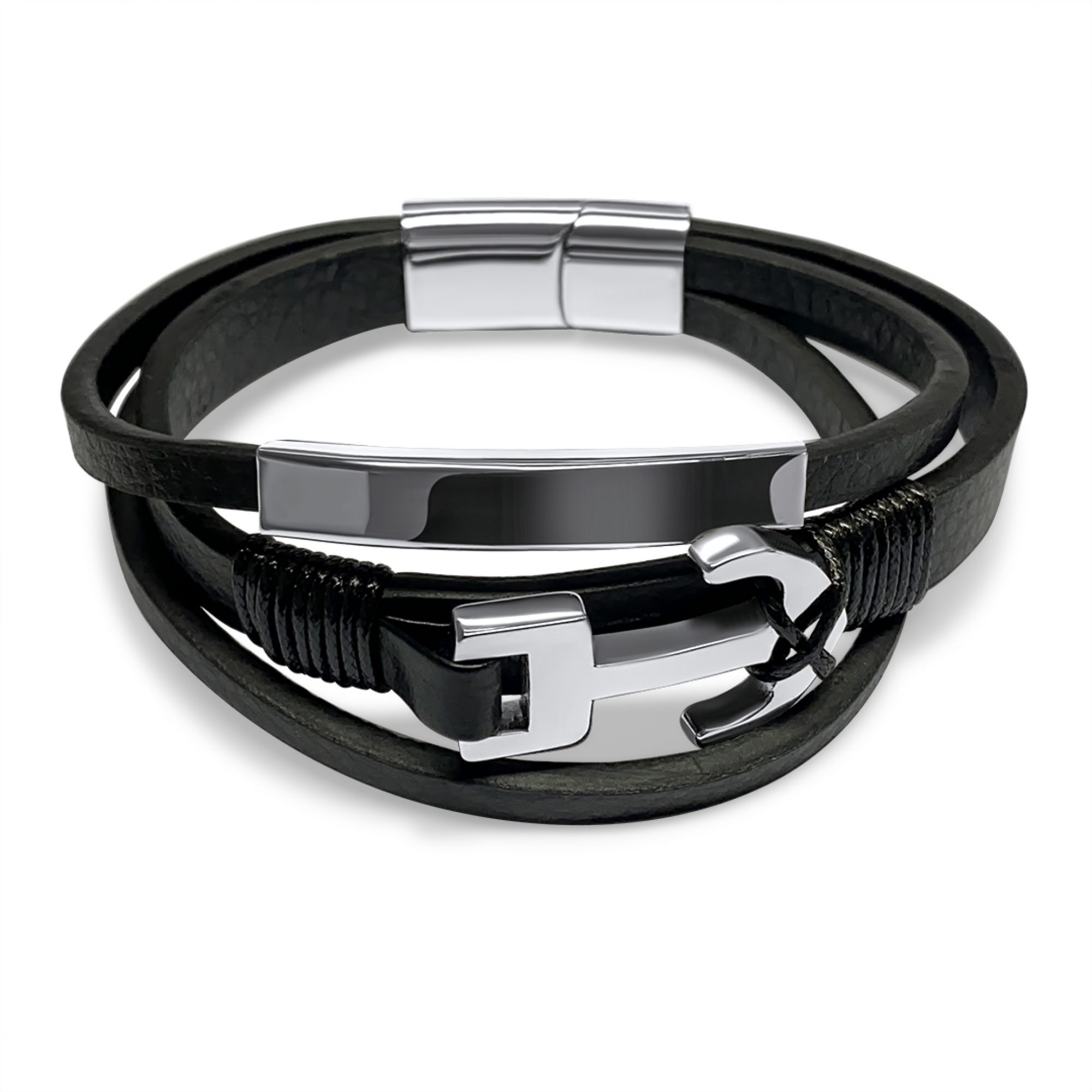Leather-Steel bracelet