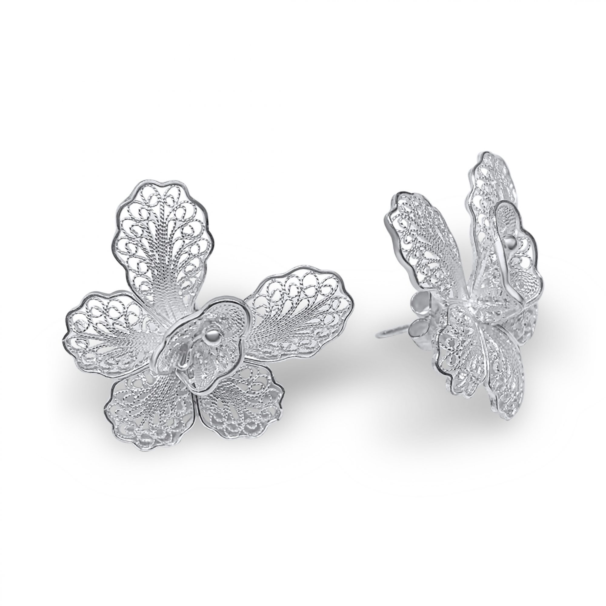 Σκουλαρίκια φιλιγκράν καρφωτά σε σχήμα λουλουδιού