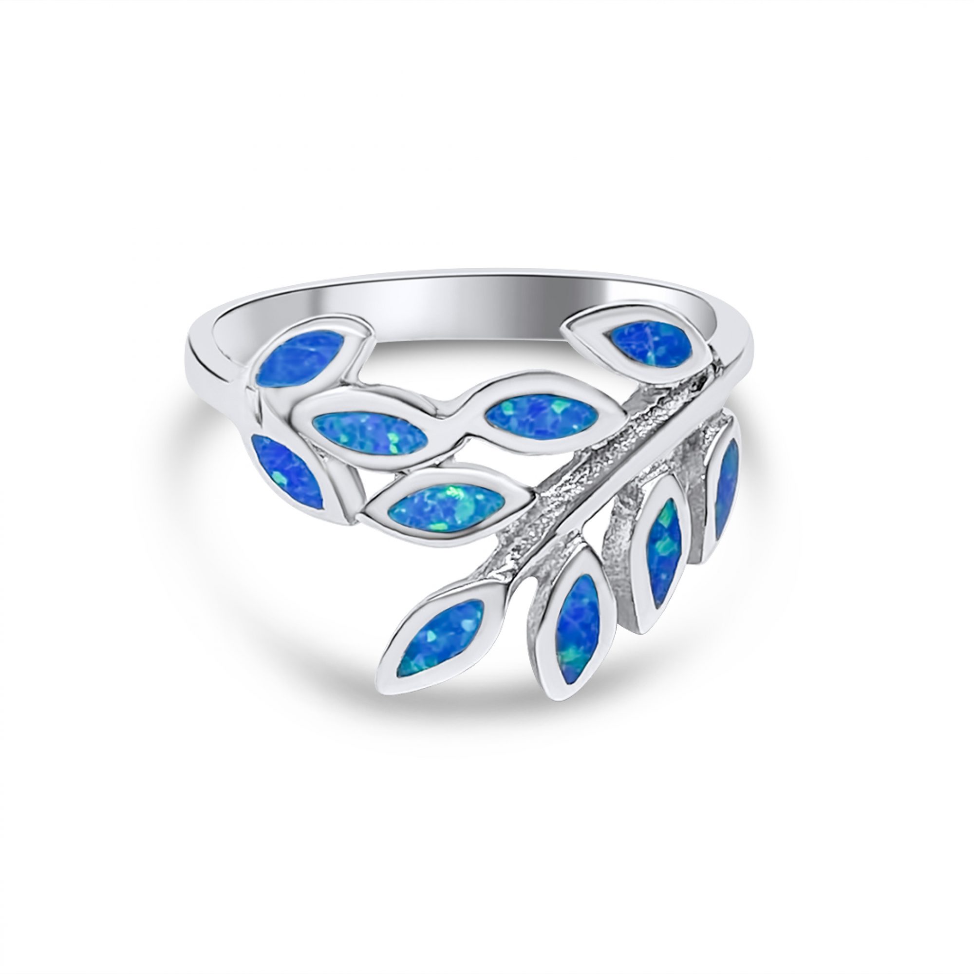 Δαχτυλίδι κλαδί ελιάς με πέτρες όπαλ