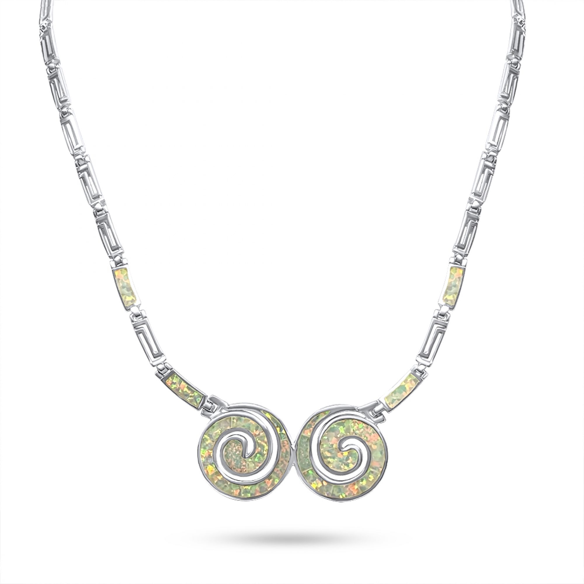 Κολιέ με λευκό όπαλ και μαίανδρο