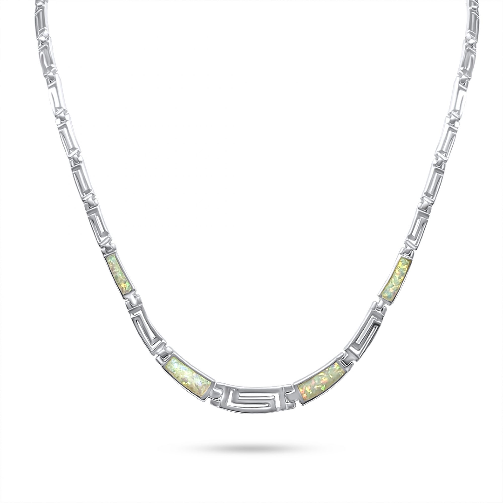 Κολιέ με λευκό όπαλ και μαίανδρο