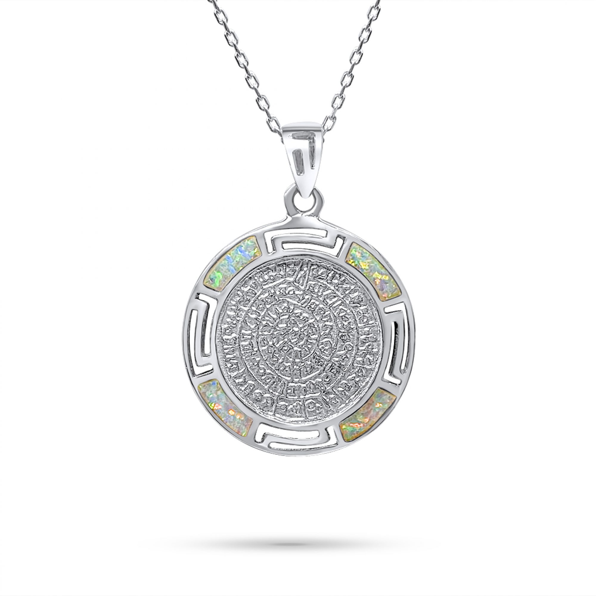 White opal Faistos Disc pendant