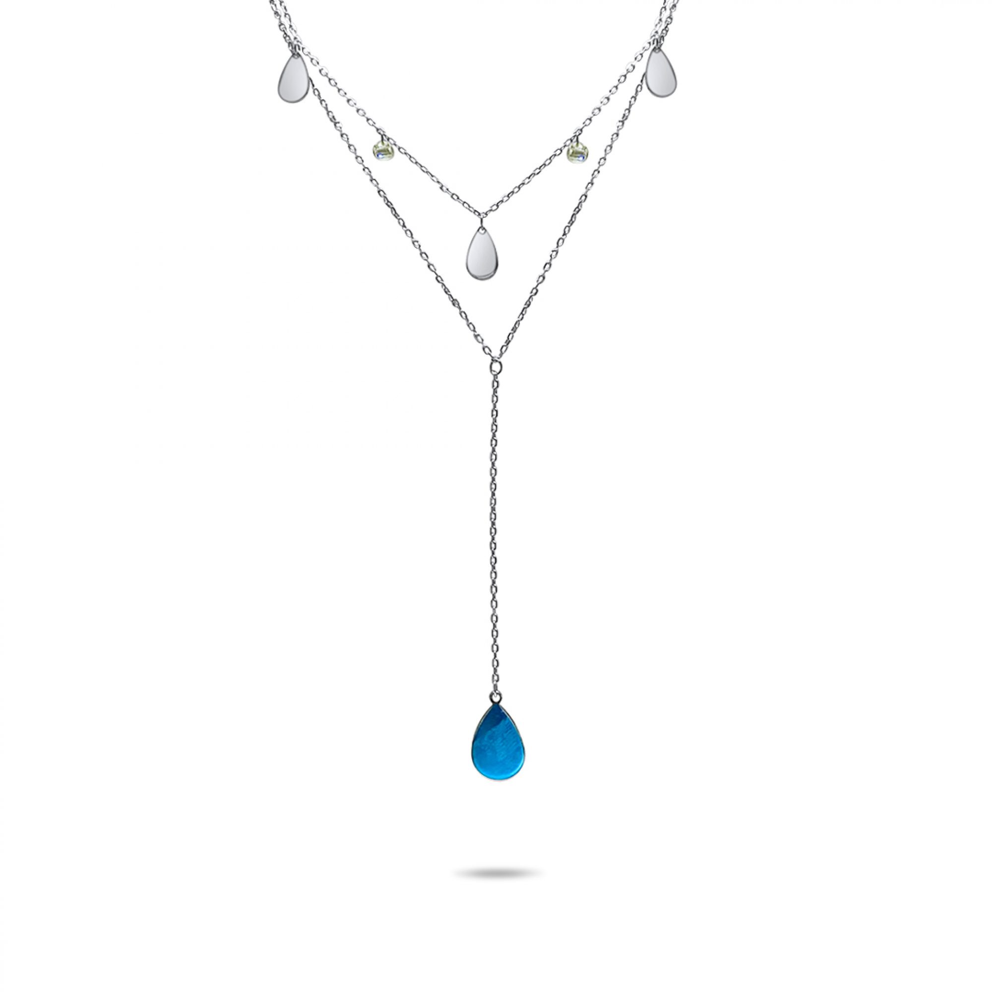 Y-style silver necklace with zircon stones