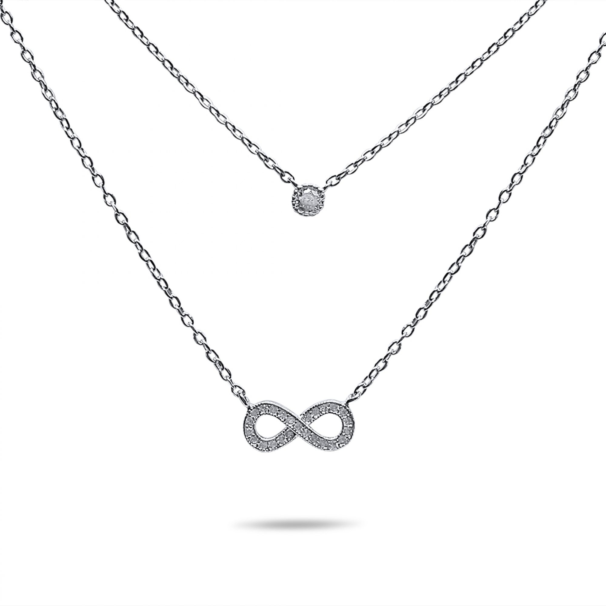 Διπλό κολιέ άπειρο με πέτρες ζιργκόν