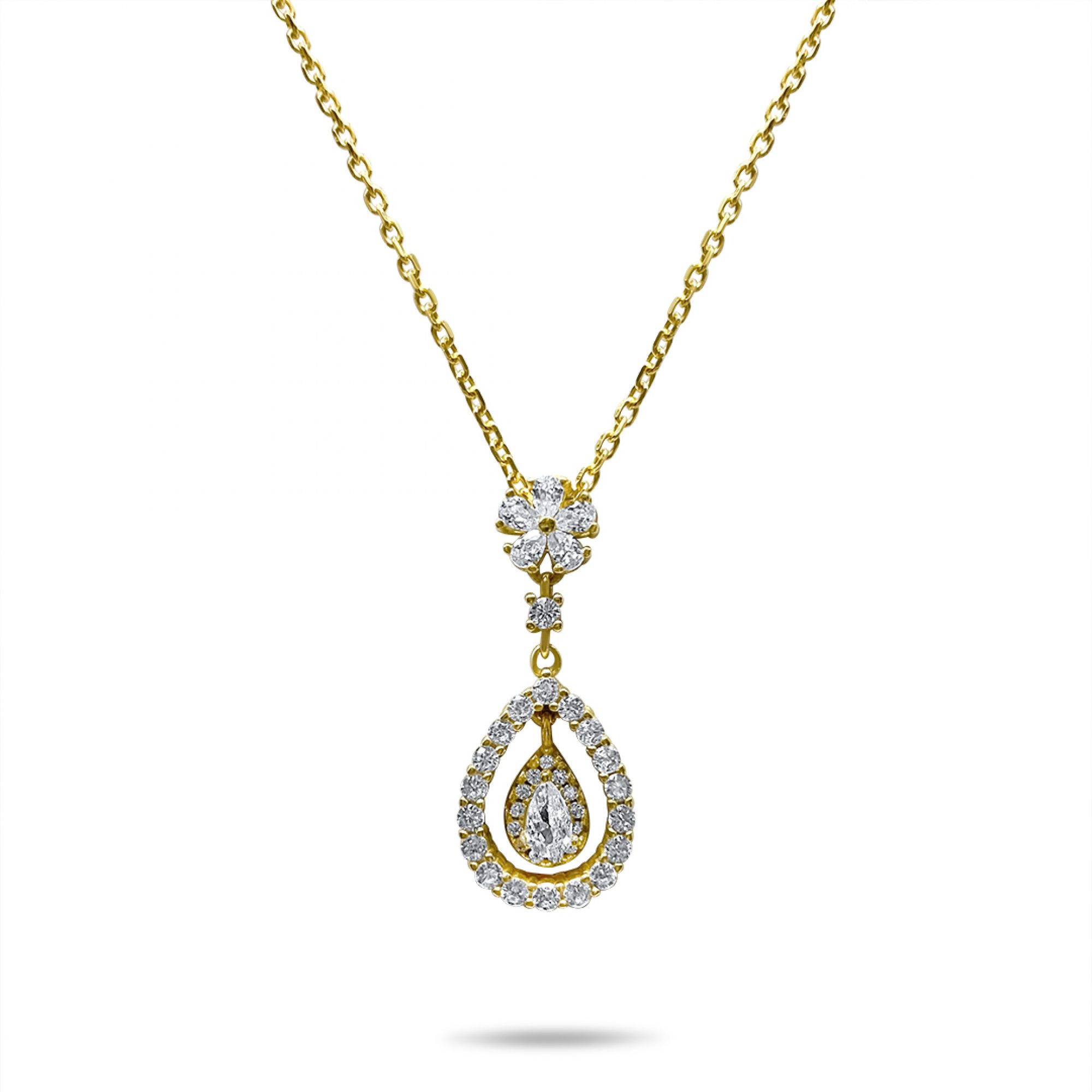 Gold plated necklace with zircon stones 
