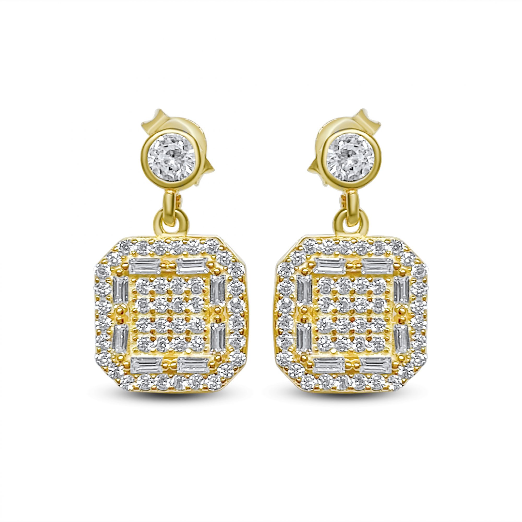 Επίχρυσα σκουλαρίκια με πέτρες ζιργκόν