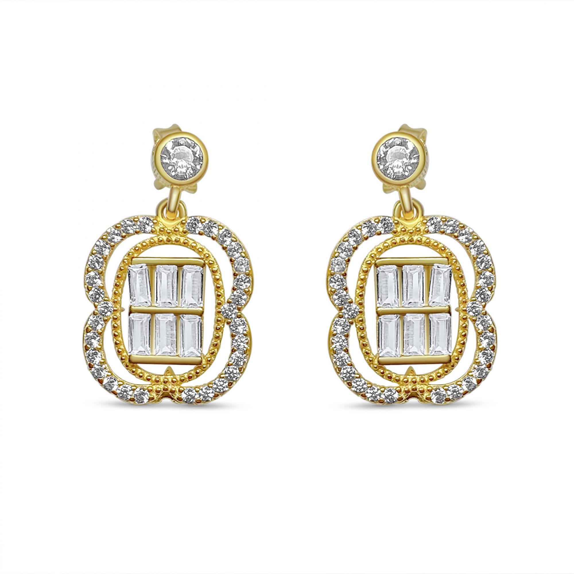 Επίχρυσα σκουλαρίκια με πέτρες ζιργκόν