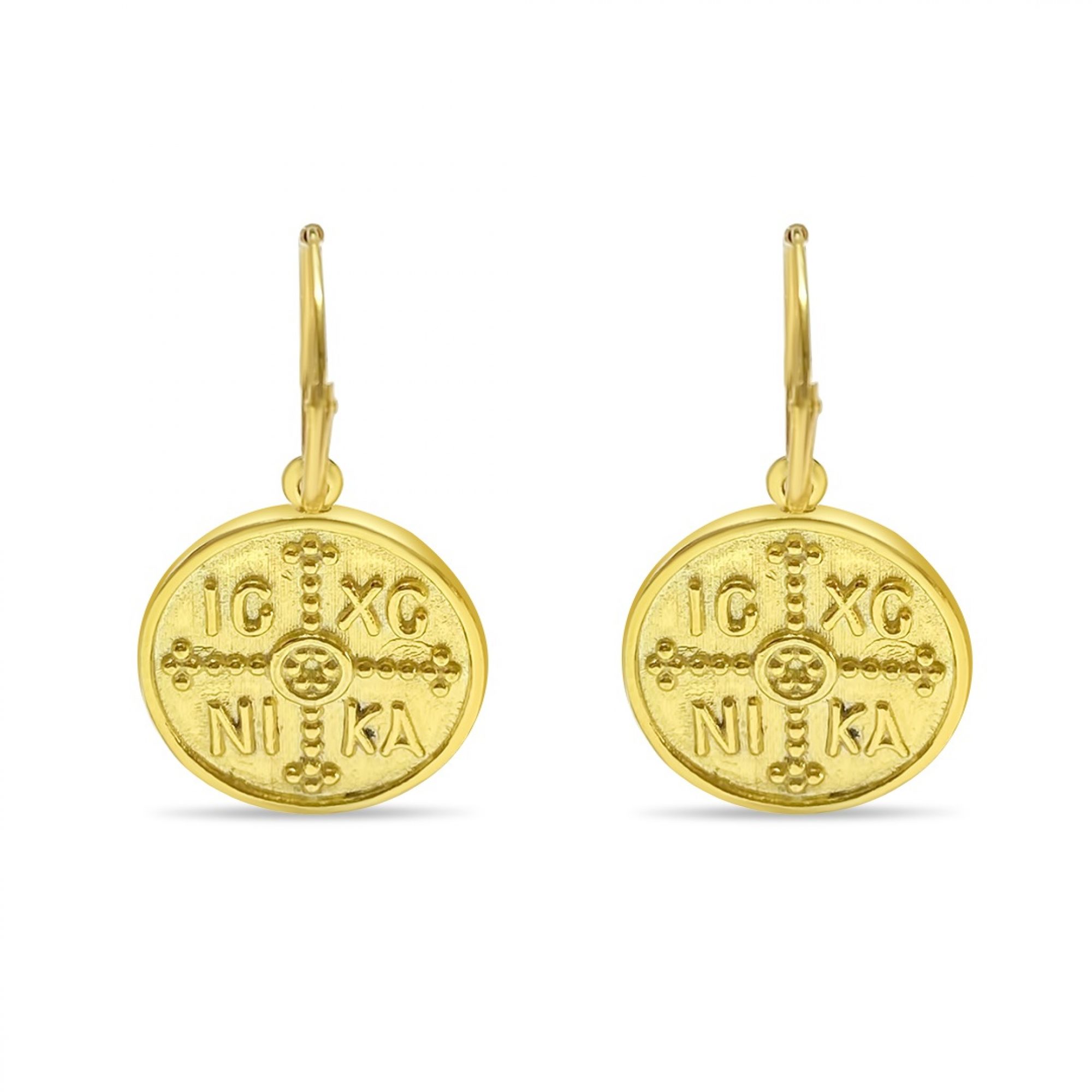 Gold plated constantine dangle earrings