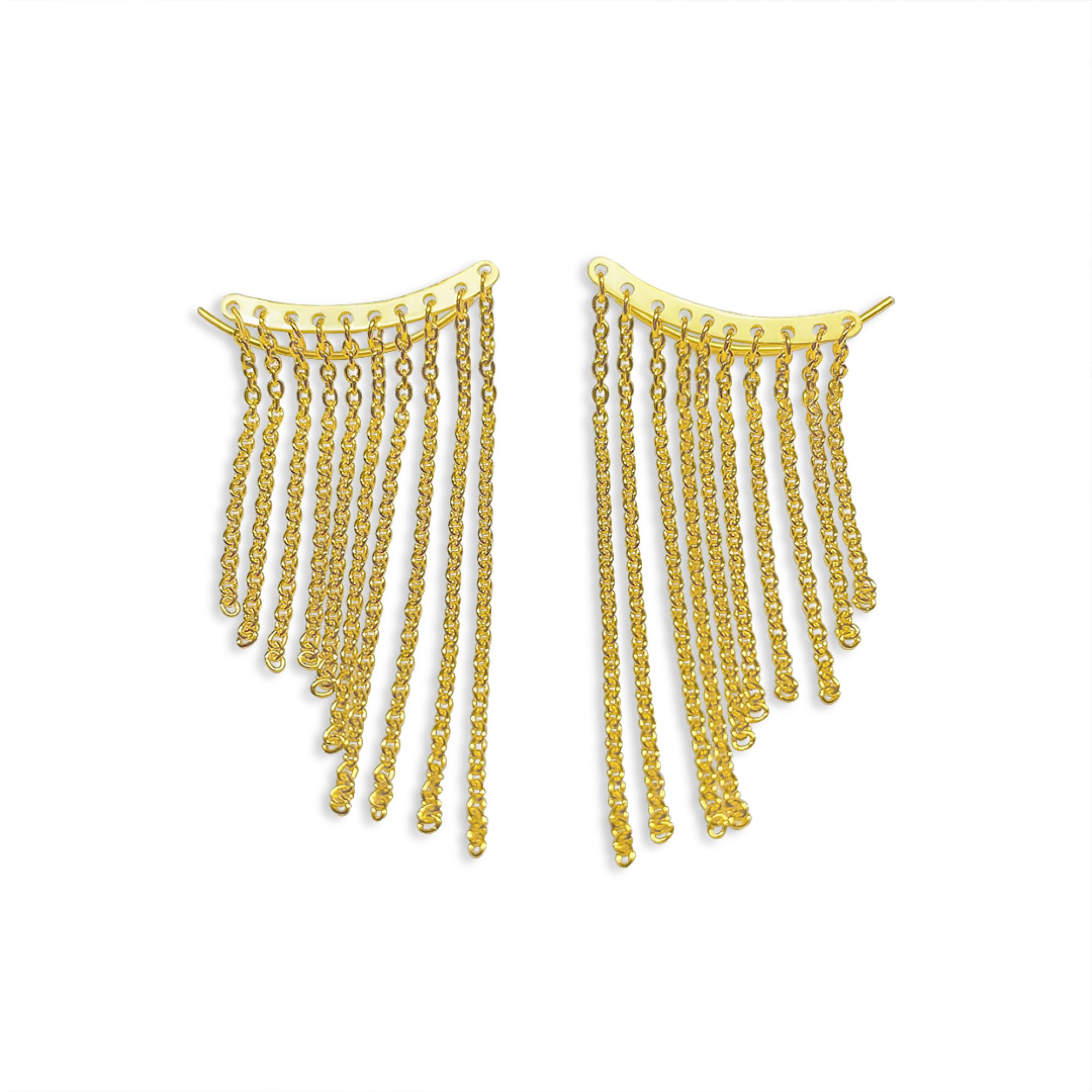 Επίχρυσα σκουλαρίκια με κρεμαστές αλυσίδες