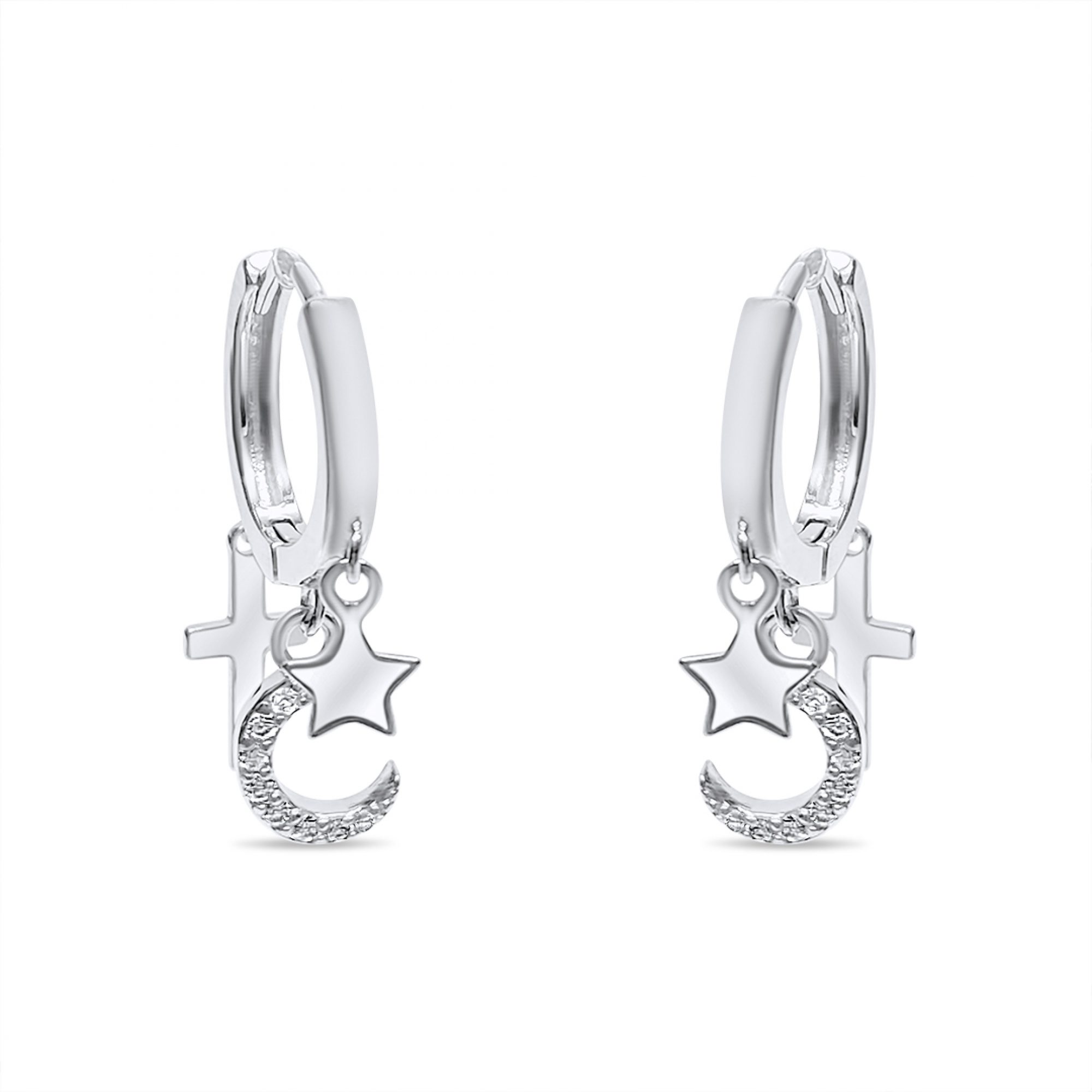 Silver earrings with zircon stones