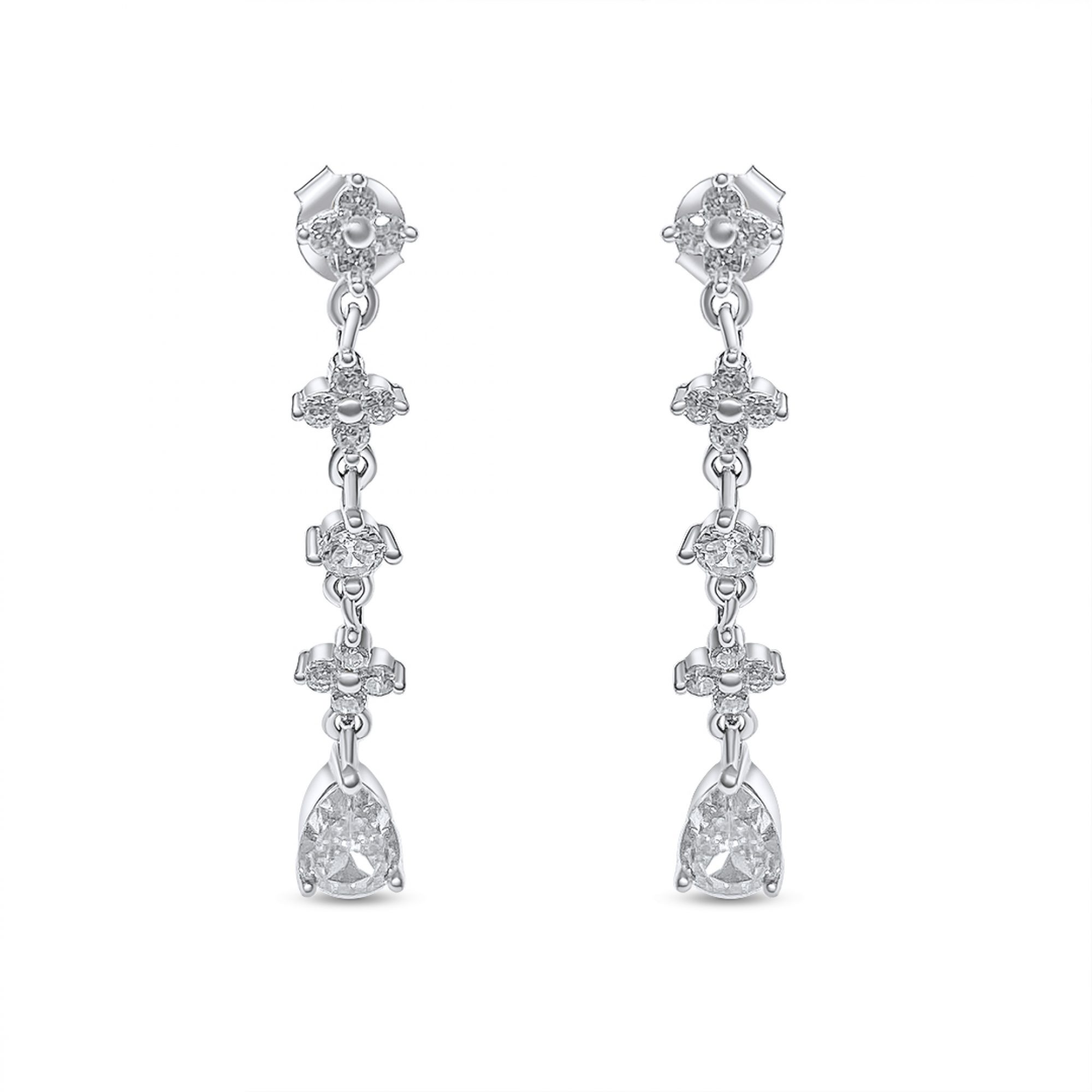 Ασημένια σκουλαρίκια με πέτρες ζιργκόν