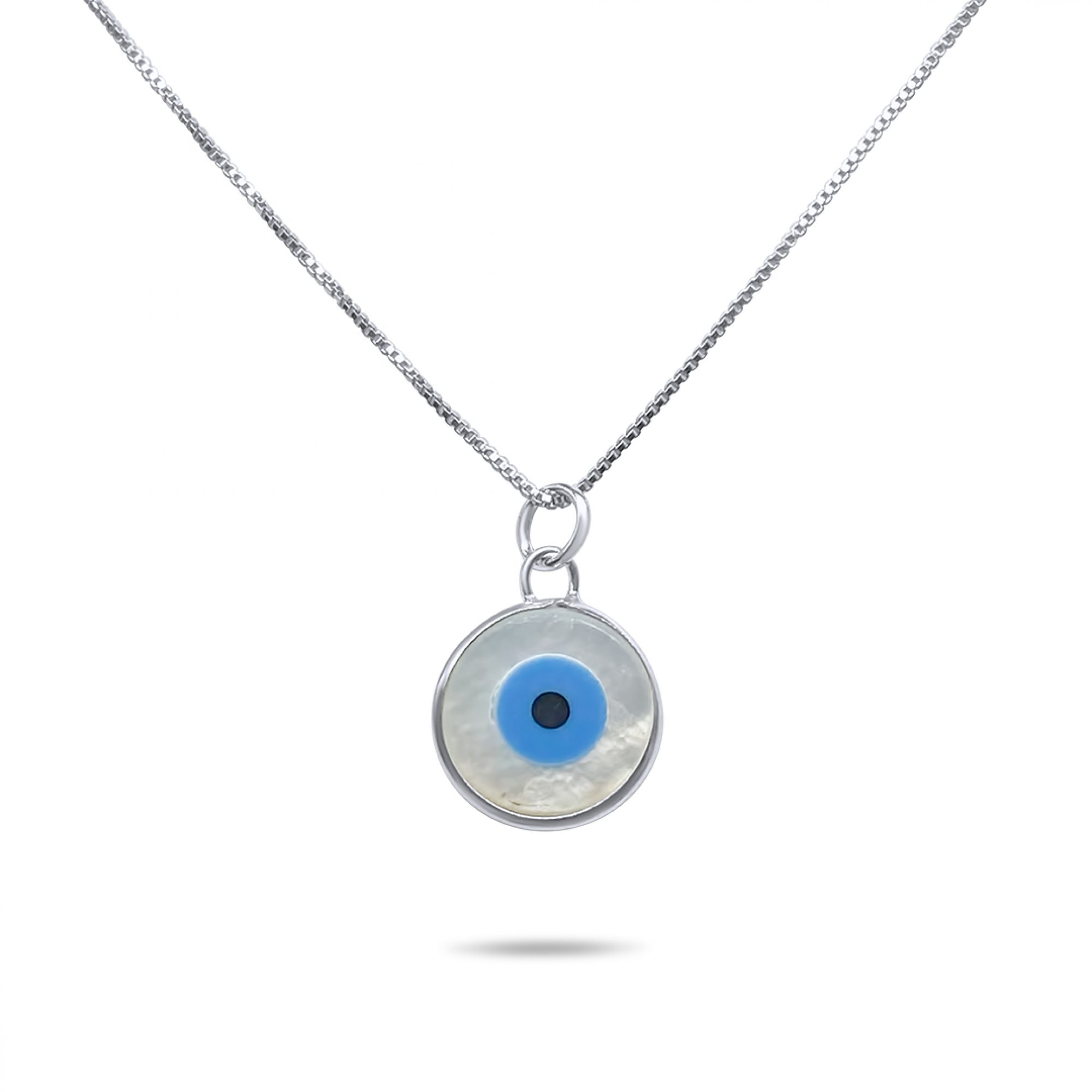 Eye pendant necklace with mother of pearl