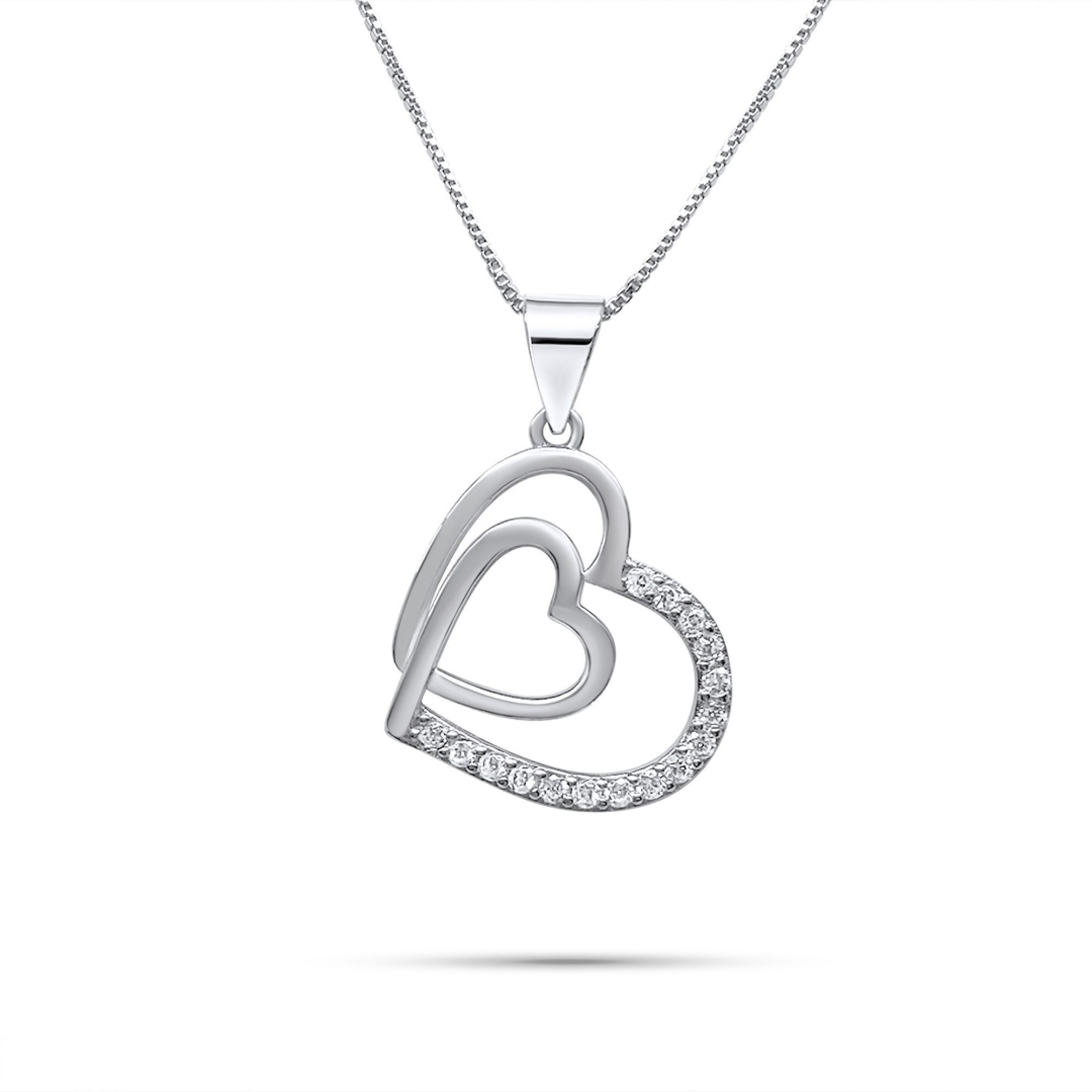 Κολιέ καρδιά με ζιργκόν πέτρες