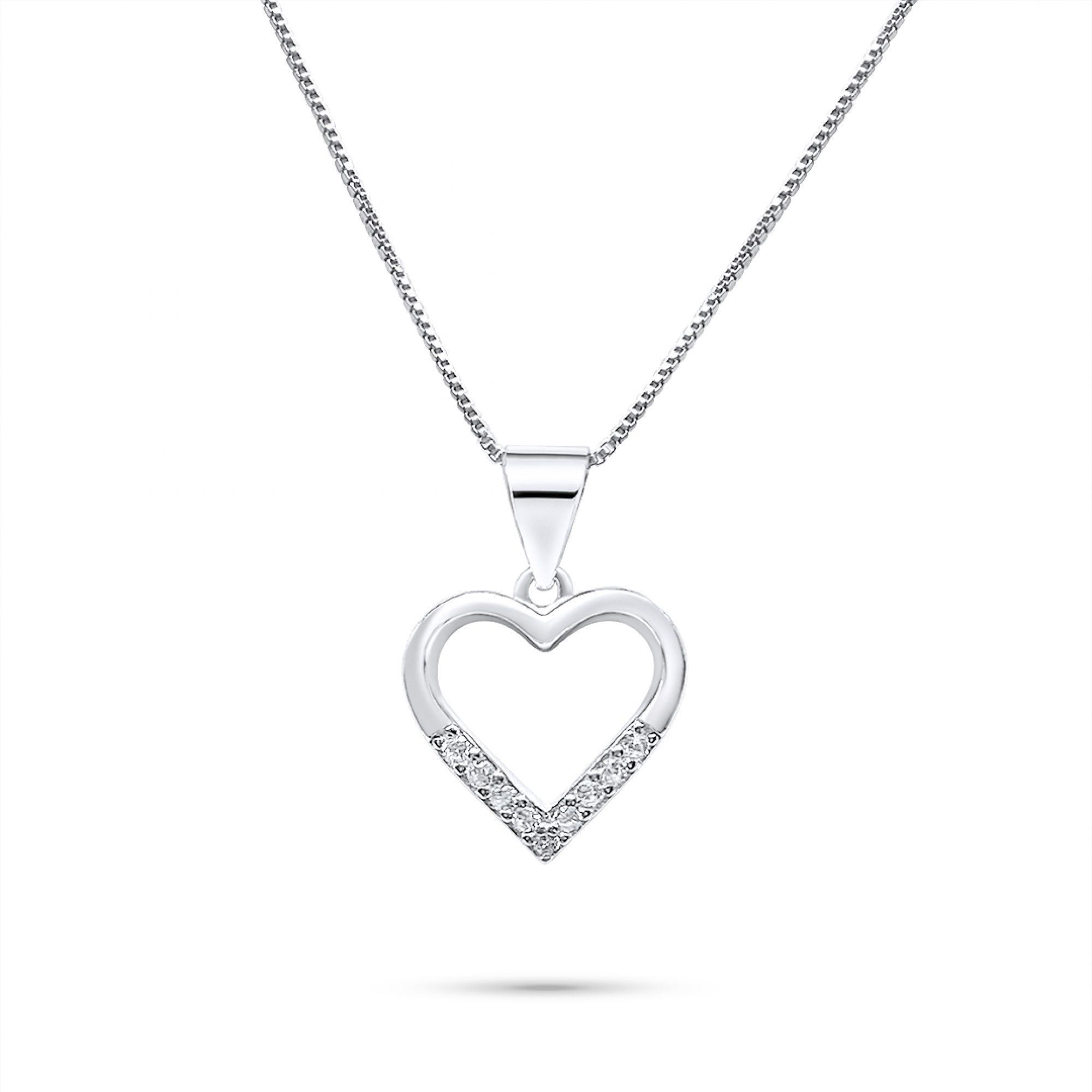 Κολιέ καρδιά με ζιργκόν πέτρες