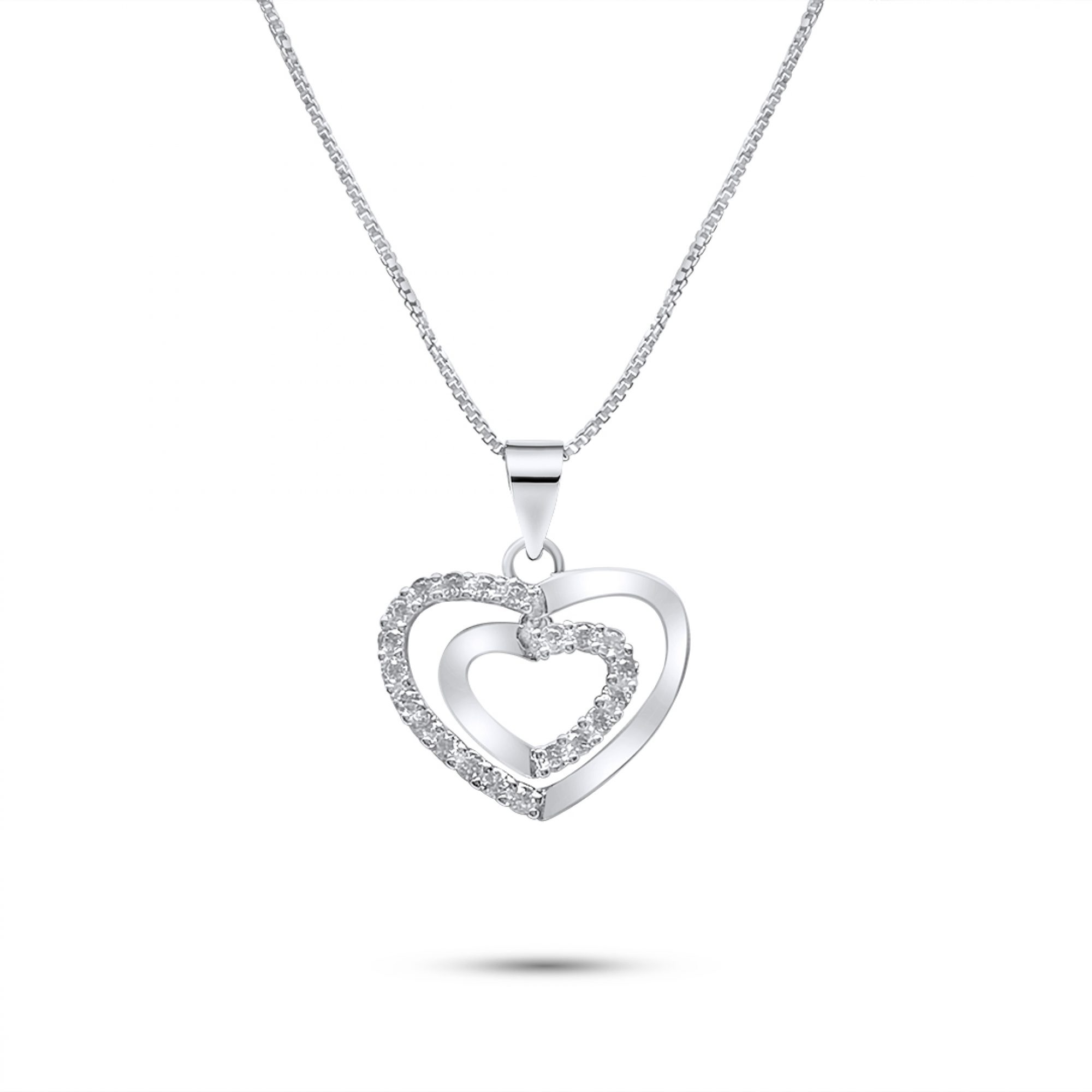 Heart necklace with zircon stones