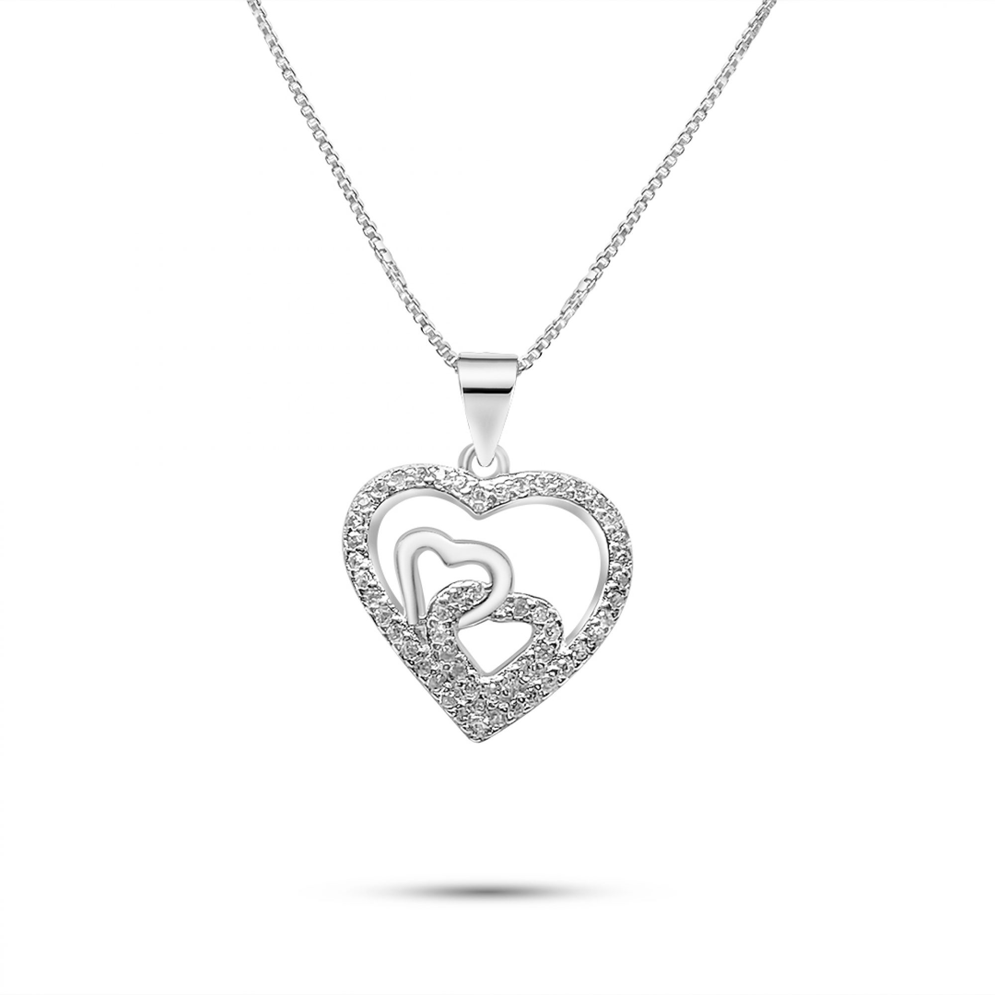 Heart necklace with zircon stones