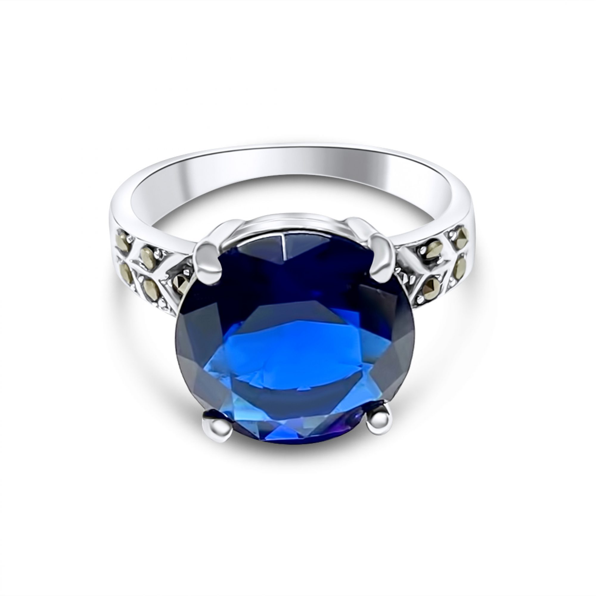 Δαχτυλίδι με πέτρα ζαφείρι και μαρκασίτες