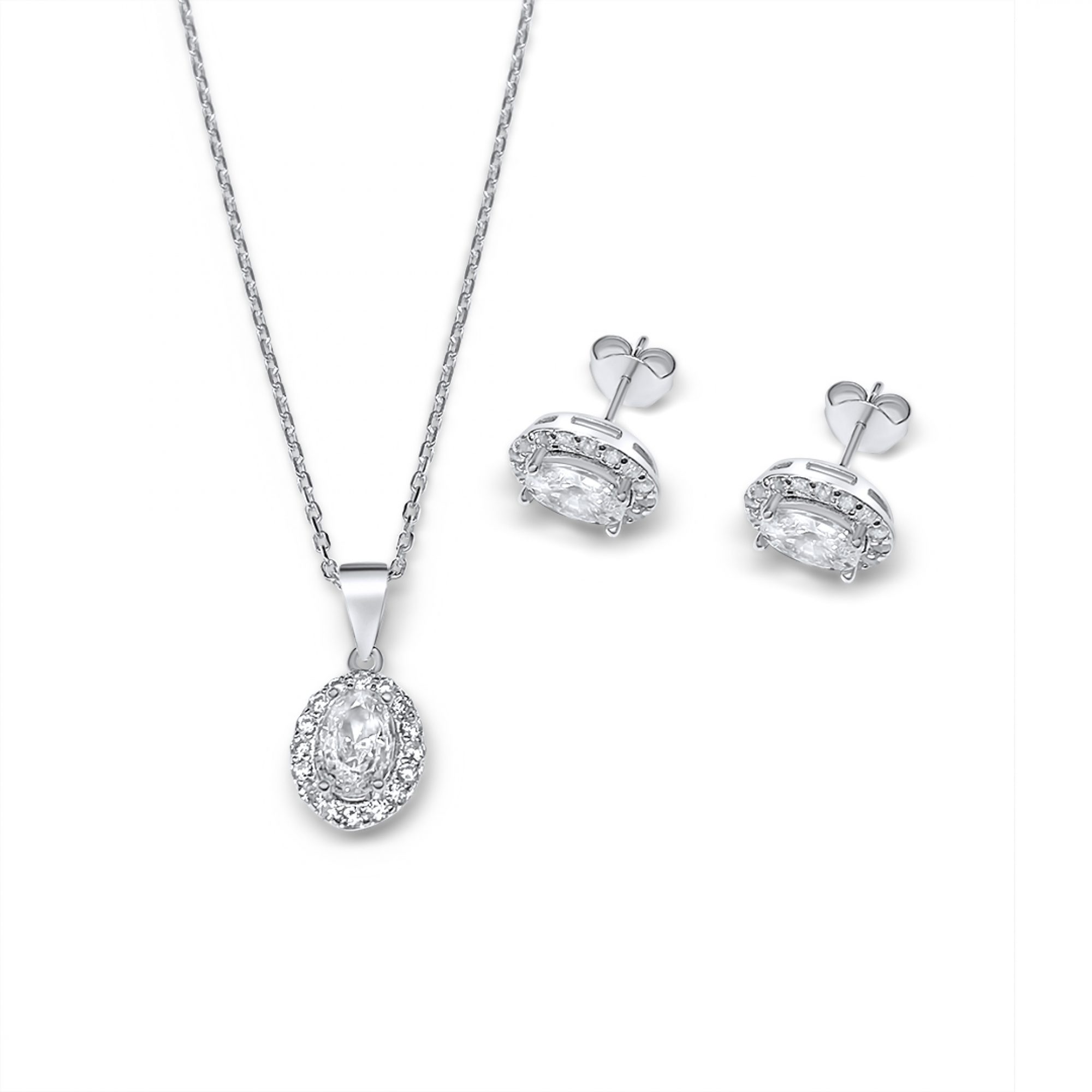 Σετ κολιέ και σκουλαρίκια καρφωτά με πέτρες ζιργκόν