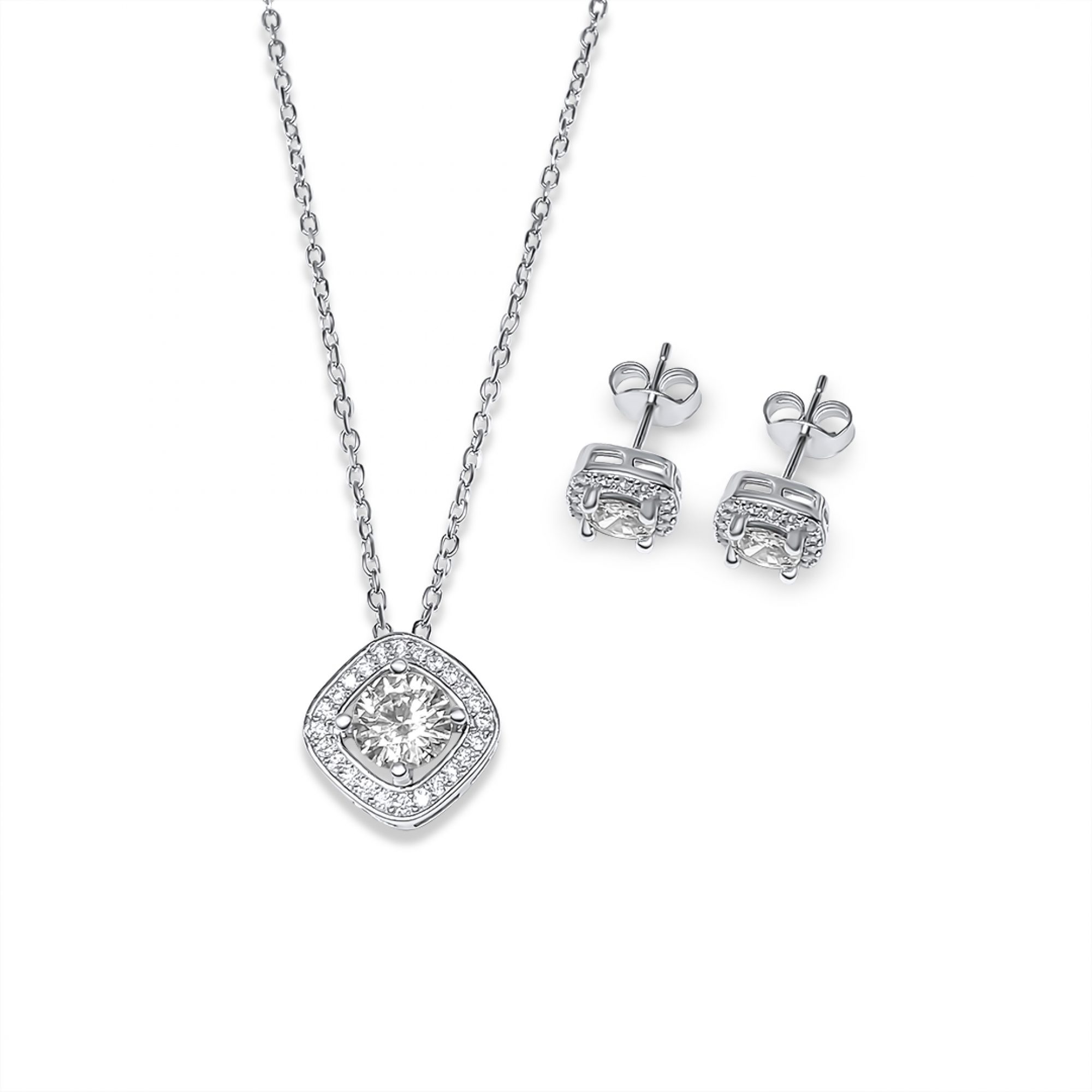 Σετ κολιέ και σκουλαρίκια καρφωτά με πέτρες ζιργκόν