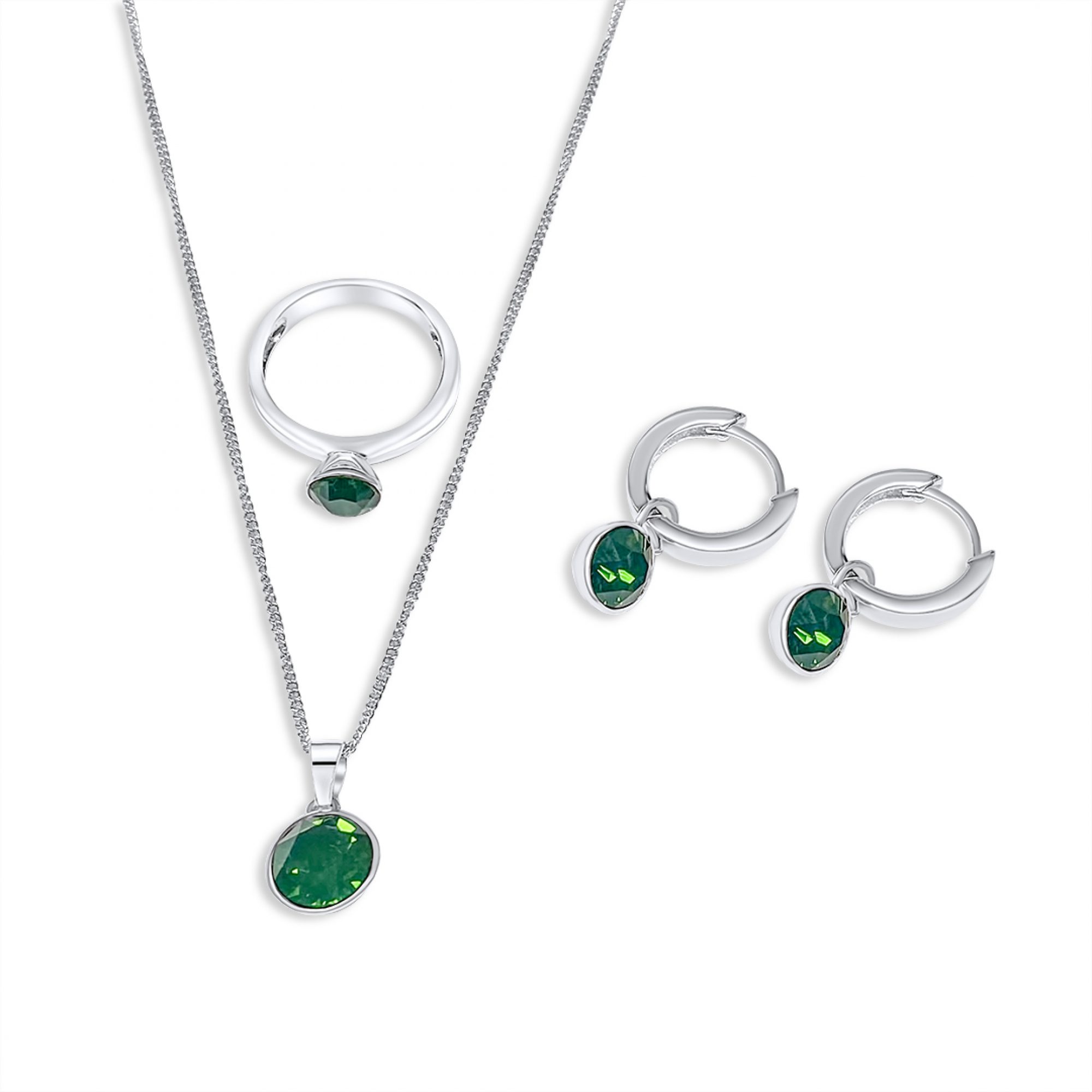 Σετ κολιέ, δαχτυλίδι και σκουλαρίκια καρφωτά με πέτρες ζιργκόν 