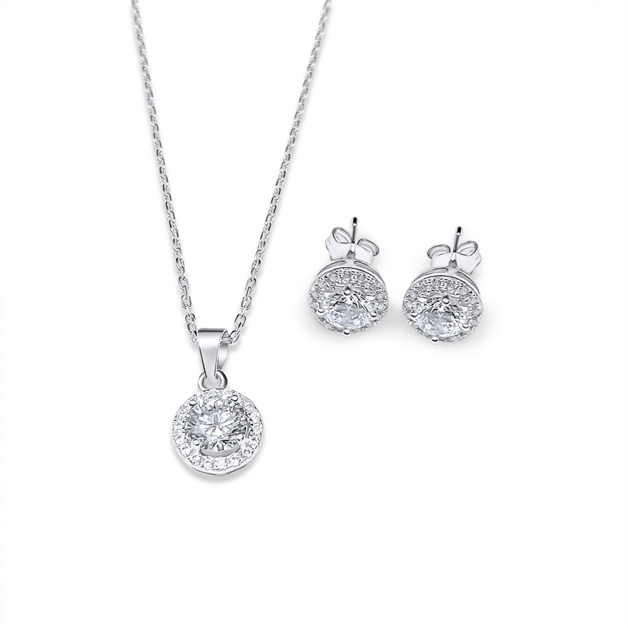 Σετ κολιέ και σκουλαρίκια καρφωτά με πέτρες ζιργκόν