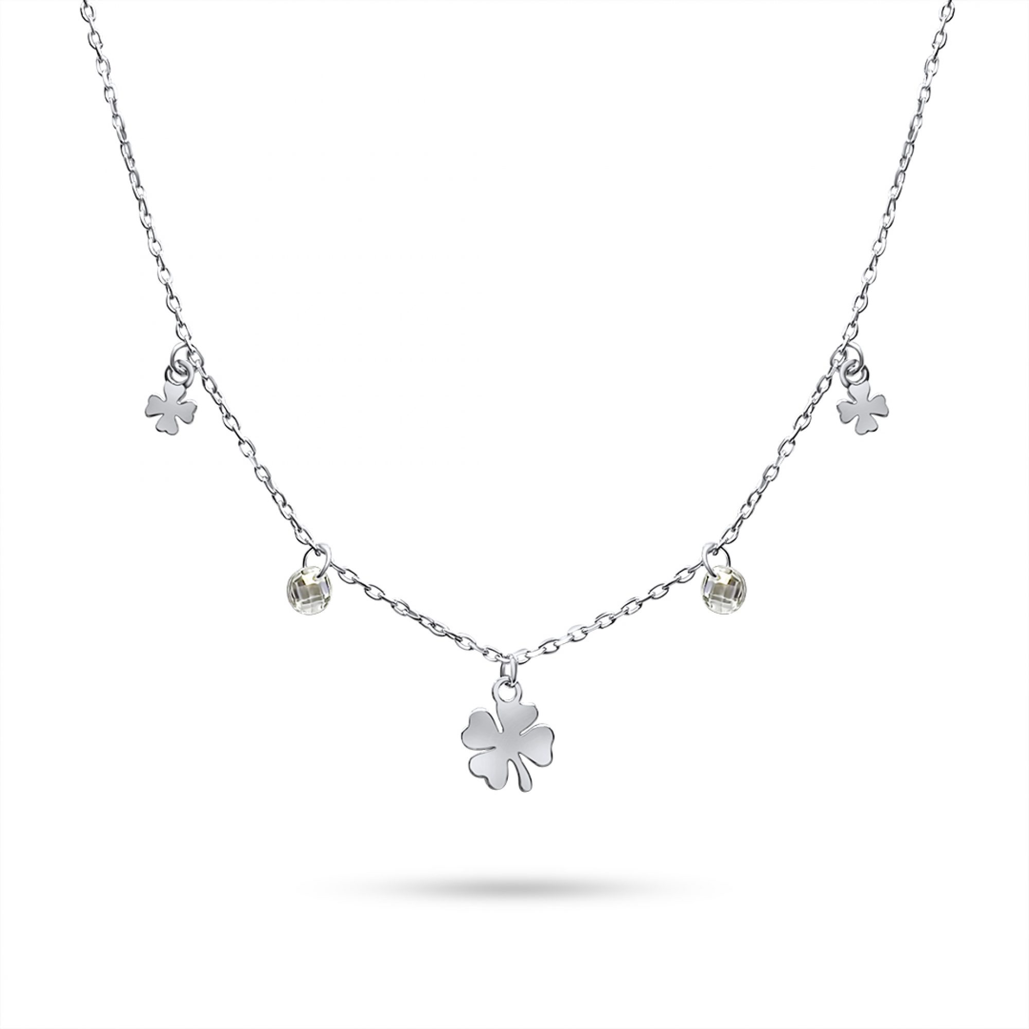 Four leaf clover necklace with zircon stones