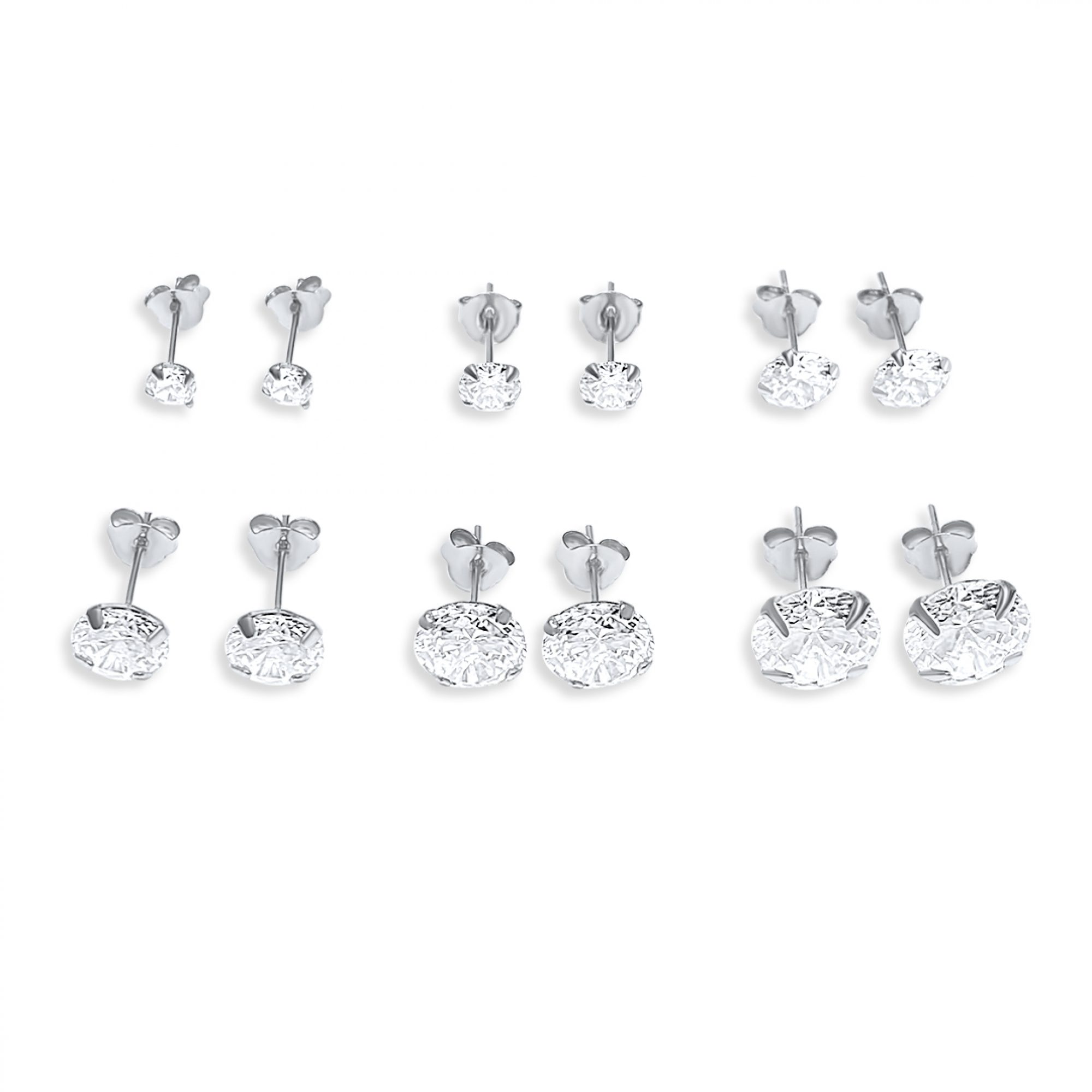 Silver stud earrings with zircon stones
