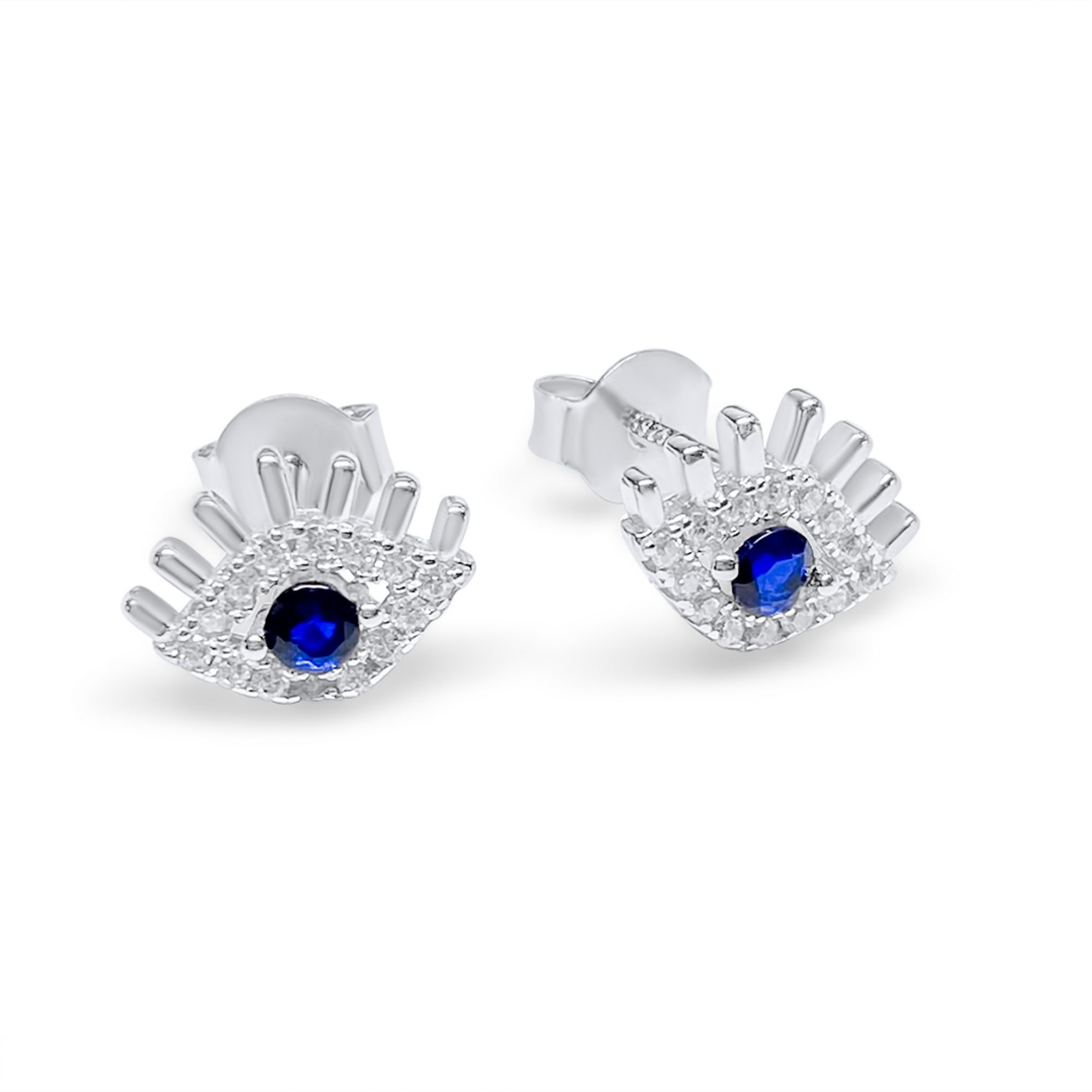 Σκουλαρίκια καρφωτά μάτι με πέτρες ζιργκόν