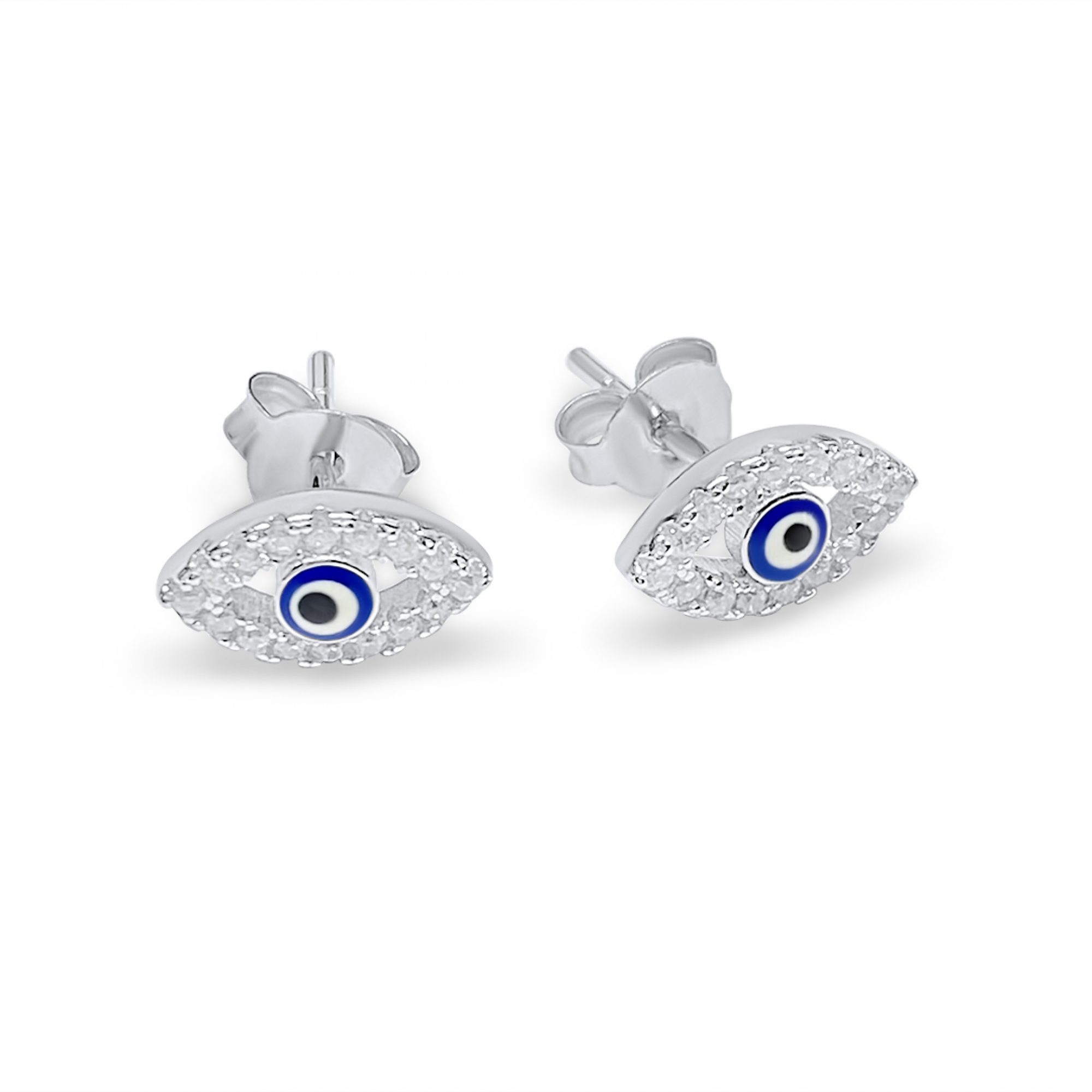 Eye stud earrings with zircon stones