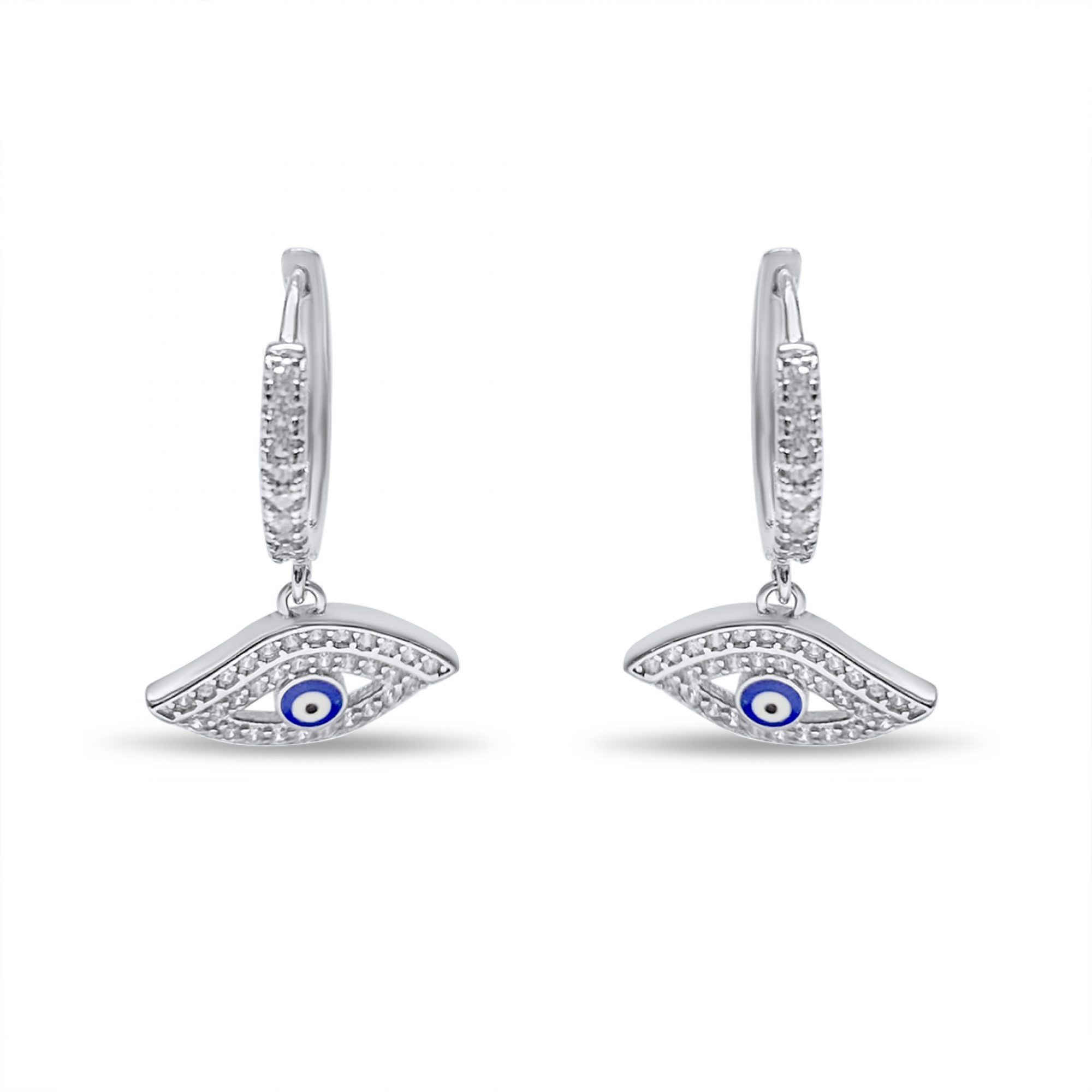 Σκουλαρίκια κρίκοι μάτι με πέτρες ζιργκόν