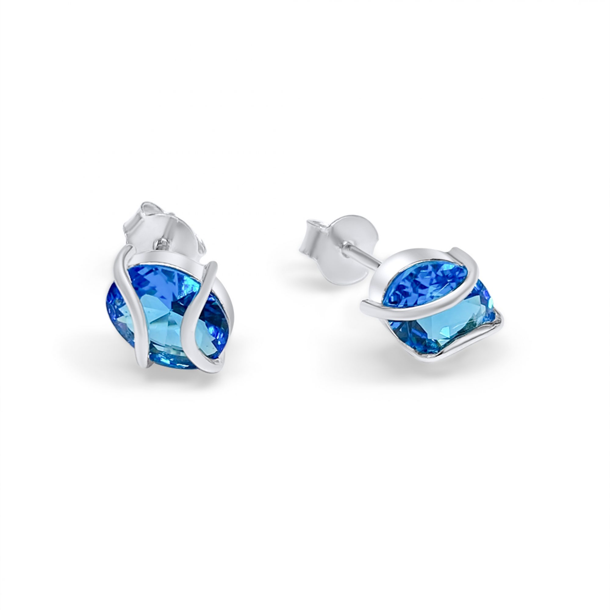 Σκουλαρίκια καρφωτά με πέτρα άκουα μαρίν