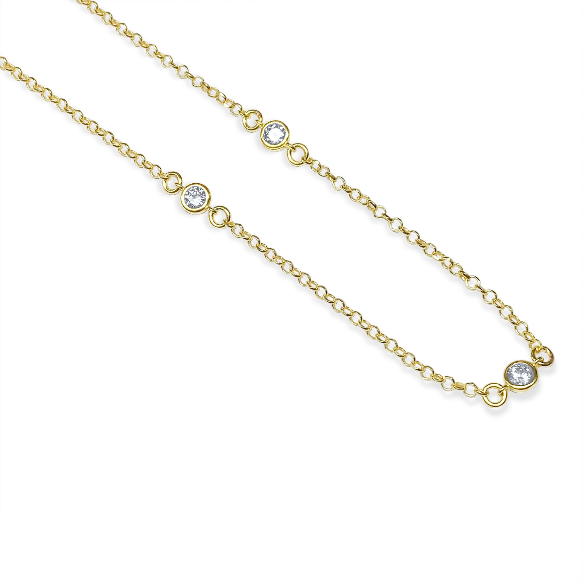 Επίχρυση αλυσίδα ποδιού με πέτρες ζιργκόν