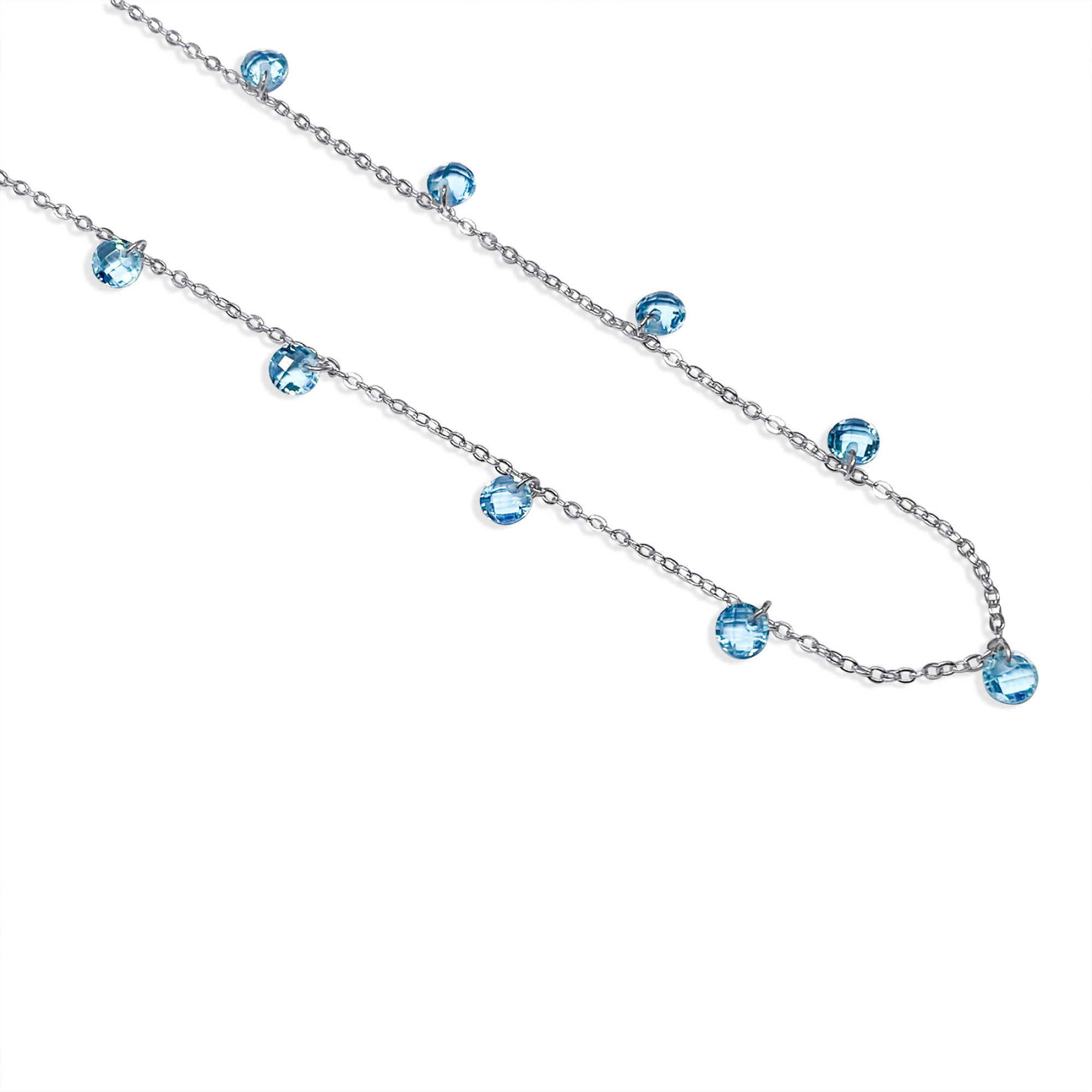 Αλυσίδα ποδιού με κρεμαστές πέτρες άκουα μαρίν