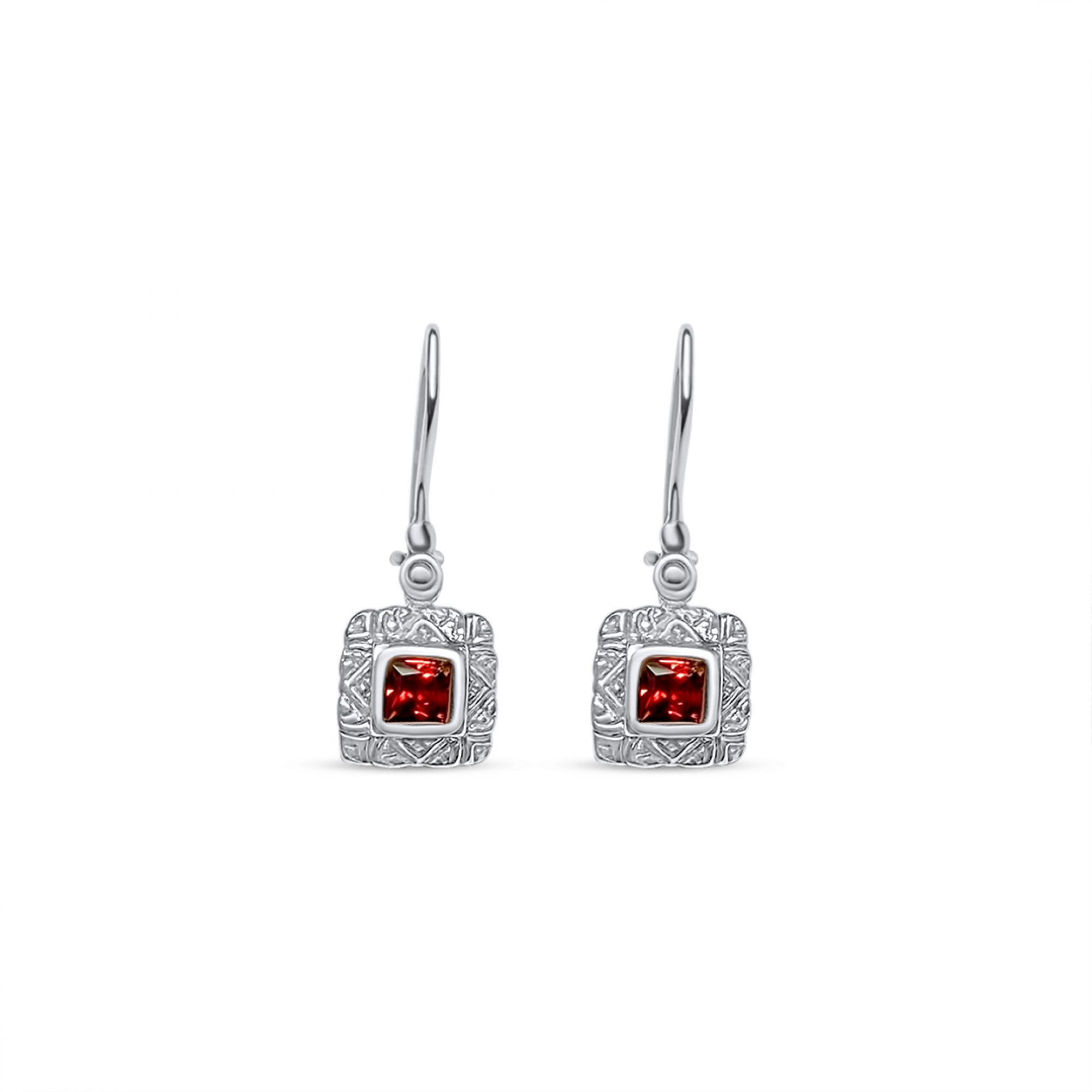 Οξειδωμένα σκουλαρίκια με πέτρες γρανάδα