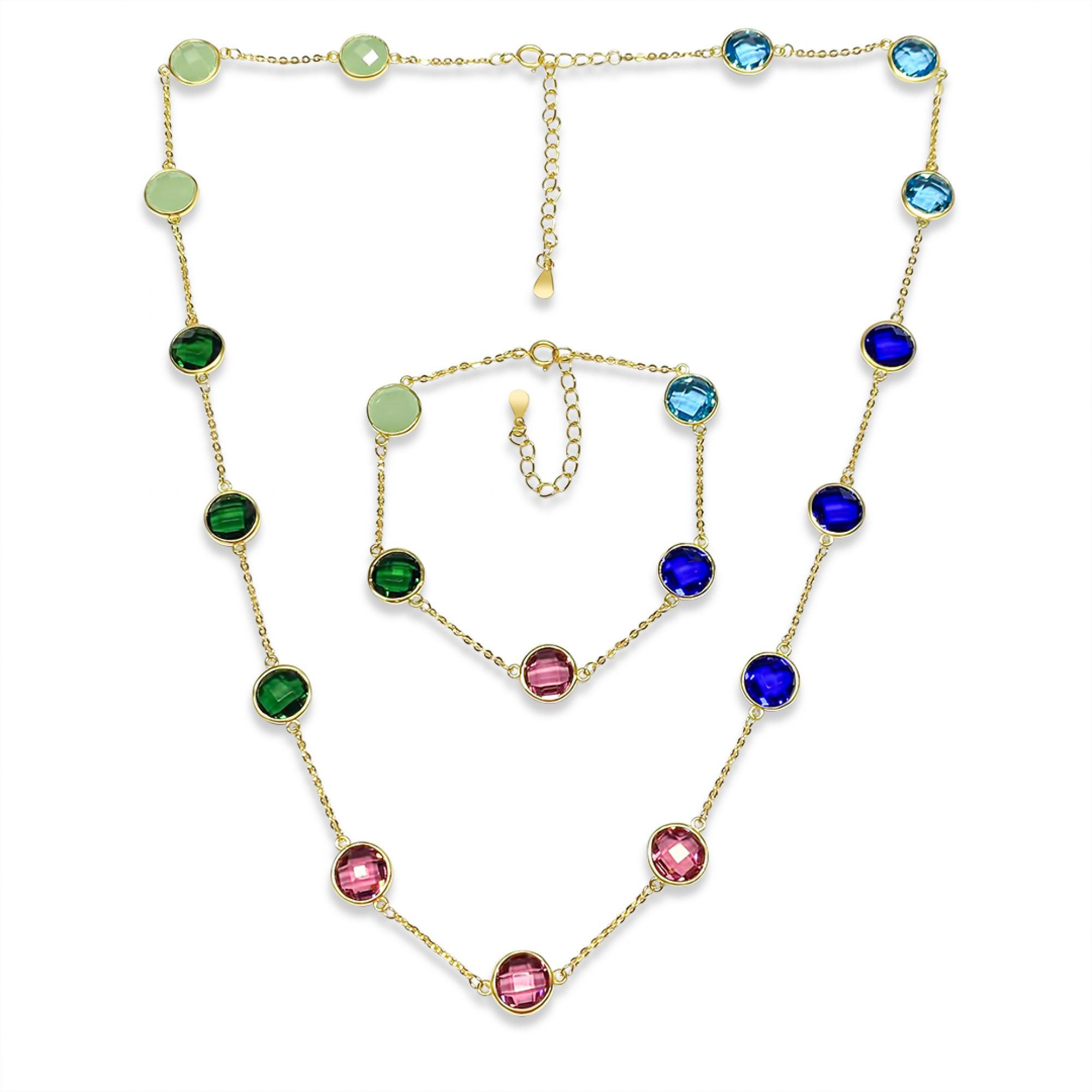 Σετ κολιέ και βραχιόλι με πέτρες ζιργκόν επίχρυσο